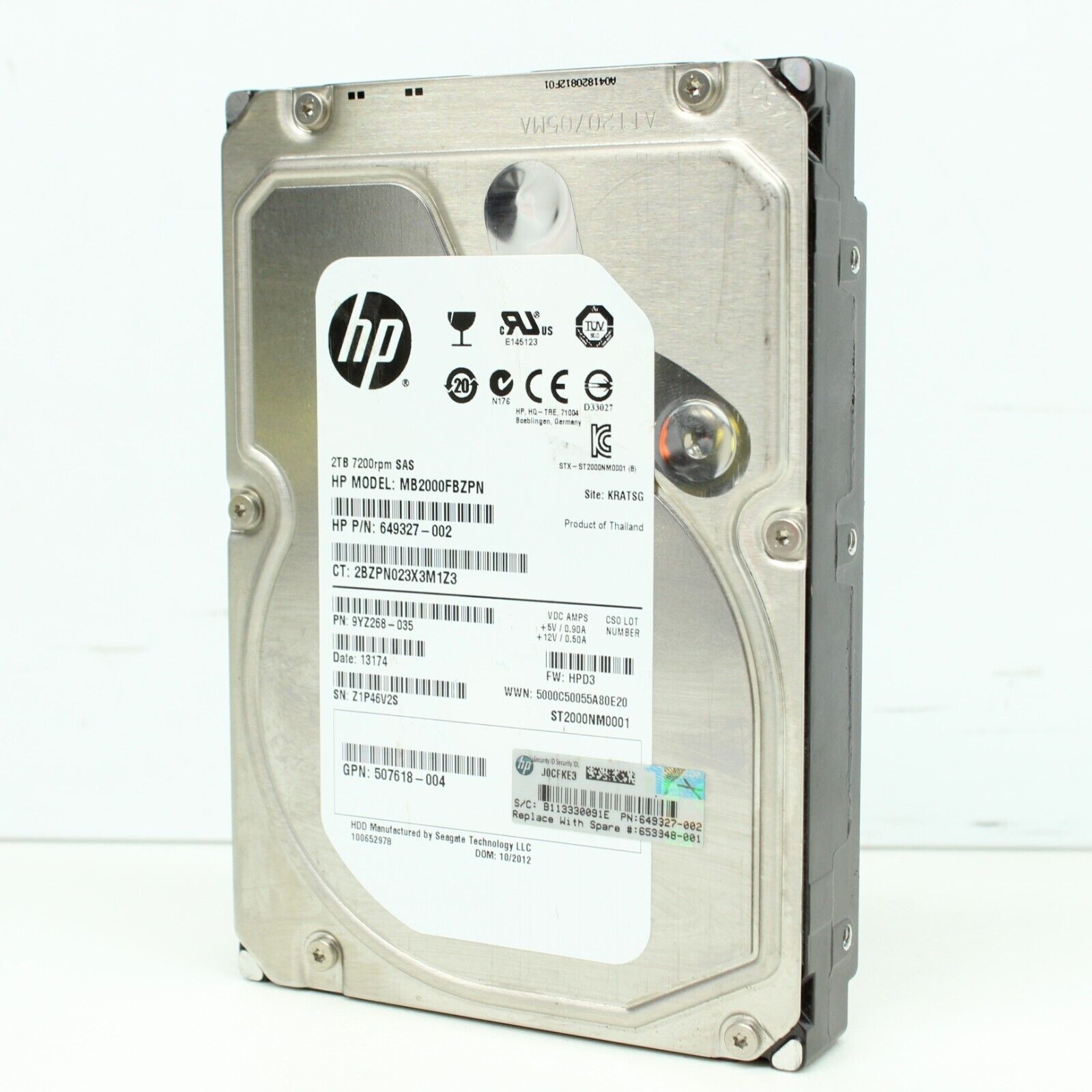 HP 2TB 7.2K SAS 6G 3.5'' Hard Drive HDD // 649327-002 / GPN 507618-004 / MB2000FBZPN / ST200NM0001 (Used) // สินค้ารับประกัน โดย บริษัท อะไหล่เซิร์ฟเวอร์ จำกัด
