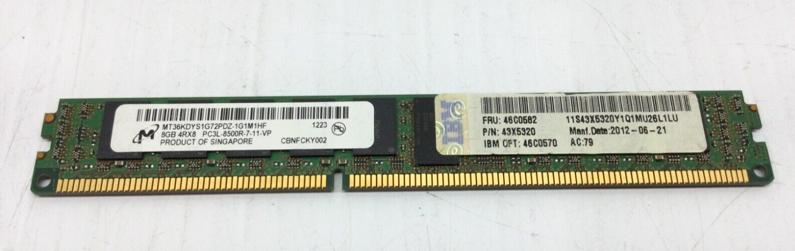 IBM 8GB 4RX8 PC3L-8500R Ram // 46C0582 / 43X5320 / MT36KDYS1G72PDZ-1G1M1HF (Used) // สินค้ารับประกัน โดย บริษัท อะไหล่เซิร์ฟเวอร์ จำกัด