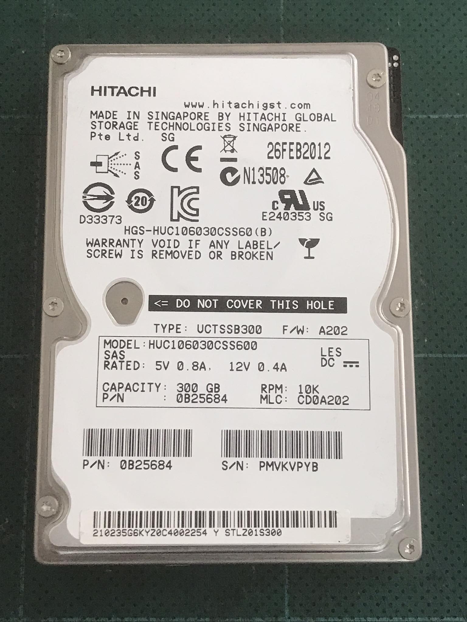 Hitachi 300GB 10K 6G SAS 2.5'' HDD // HUC106030CSS600 / 0B25684 (Used) // สินค้ารับประกัน โดย บริษัท อะไหล่เซิร์ฟเวอร์ จำกัด