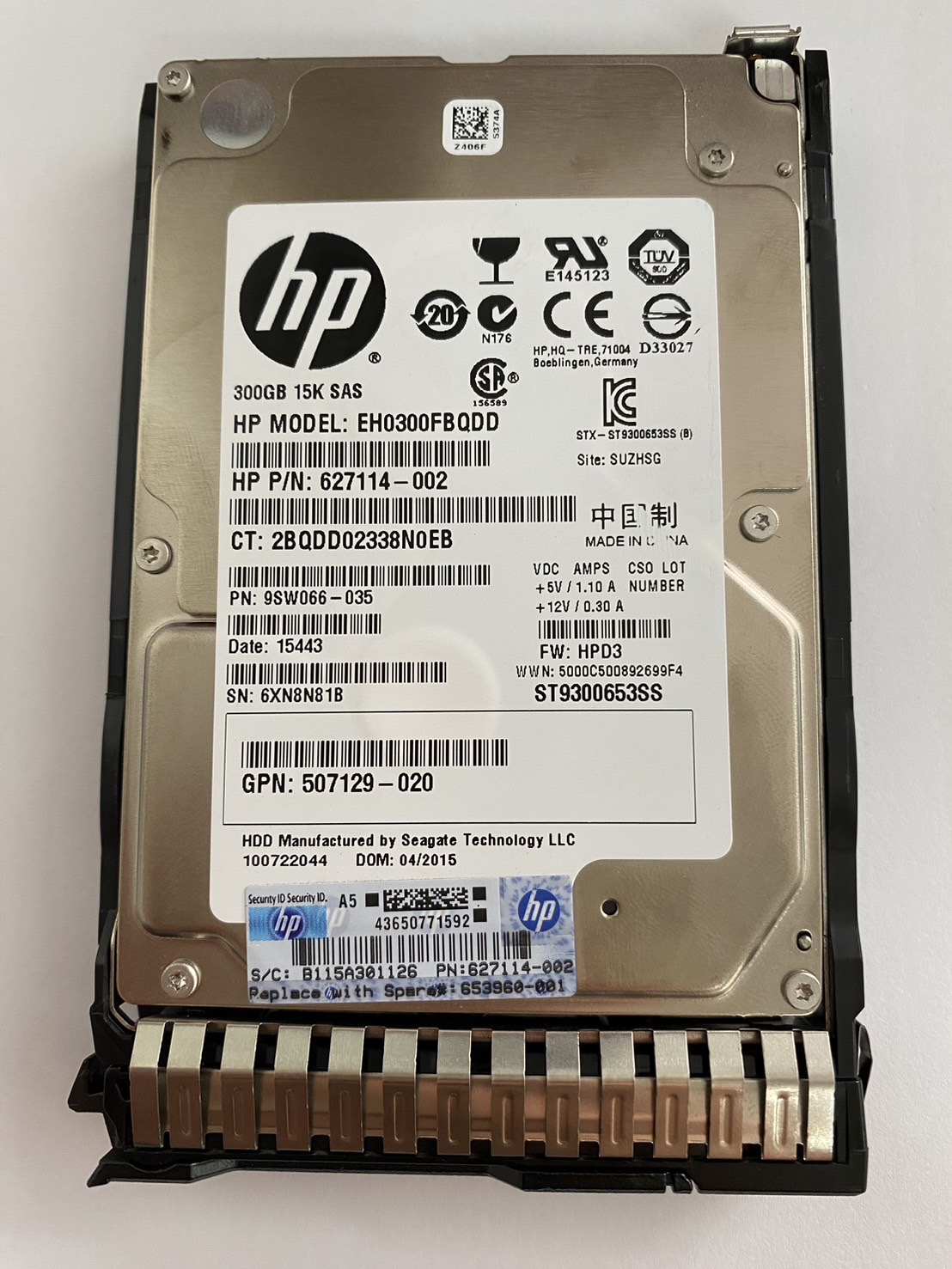HP 300GB 15K 6G SAS 2.5" SFF DP Hard Drive // HDD 627114-002 / Tray 653960-001 / EH0300FBQDD / GPN 507129-020 / ST9300653SS / 9SW066-035 (Used) // สินค้ารับประกัน โดย บริษัท อะไหล่เซิร์ฟเวอร์ จำกัด