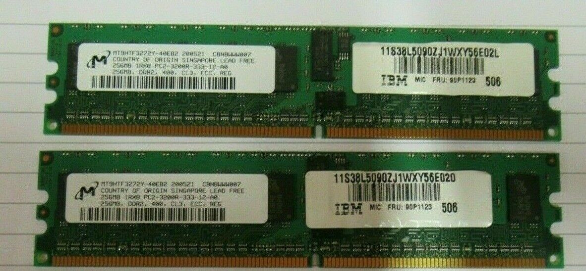 IBM 256MB 1Rx8 PC2-3200 DDR2 ECC CL3 Memory // MT9HTF3272Y-40EB2 / 90P1123 / 38L5090 (Used) // สินค้ารับประกัน โดย บริษัท อะไหล่เซิร์ฟเวอร์ จำกัด