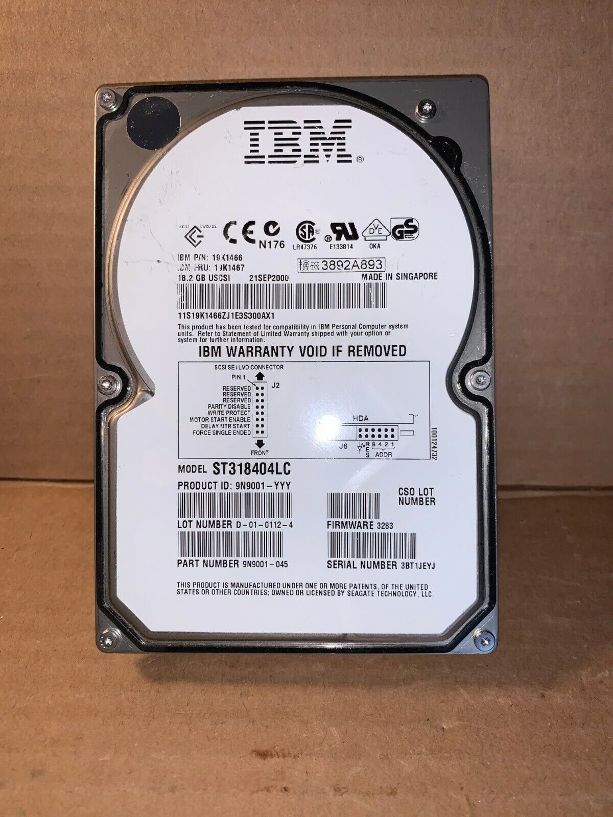 IBM 18.2GB 10K 80PIN SCSI 3.5'' HDD // 19K1467 / 19K1466 / ST318404LC (Used) // สินค้ารับประกัน โดย บริษัท อะไหล่เซิร์ฟเวอร์ จำกัด