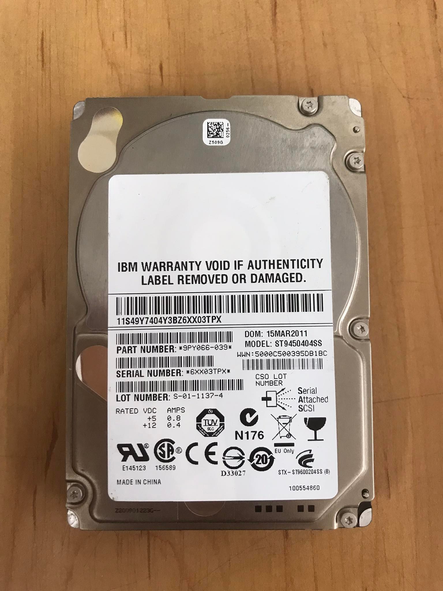 IBM Enterprise 2.5" 450GB 10K 6G SAS HDD // ST9450404SS / 9PY066-039 (Used) // สินค้ารับประกัน โดย บริษัท อะไหล่เซิร์ฟเวอร์ จำกัด
