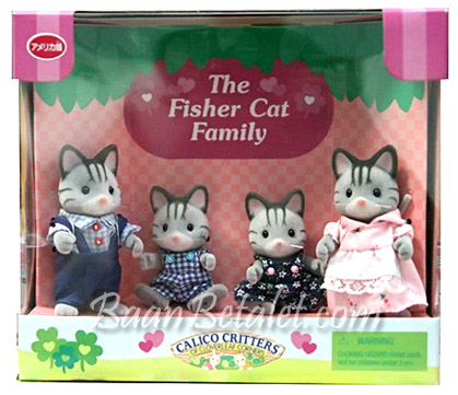 [หมดแล้ว] ครอบครัวซิลวาเนียน..ฟิชเชอร์แมวลาย 4 ตัว (US) Sylvanian Families Fisher Cat Family V5%