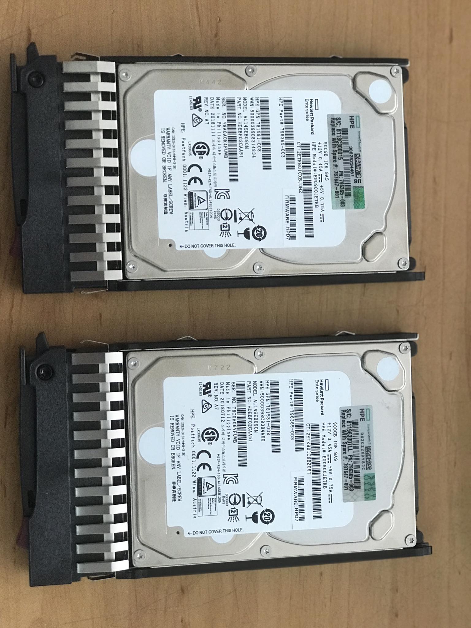 HPE 900GB SAS 10K 12GB/s 2.5" HDD , HDD 796365-003, GPN 781581-008, EG0900JETKB, Tray 787647-001 (Used) // สินค้ารับประกัน โดย บริษัท อะไหล่เซิร์ฟเวอร์ จำกัด