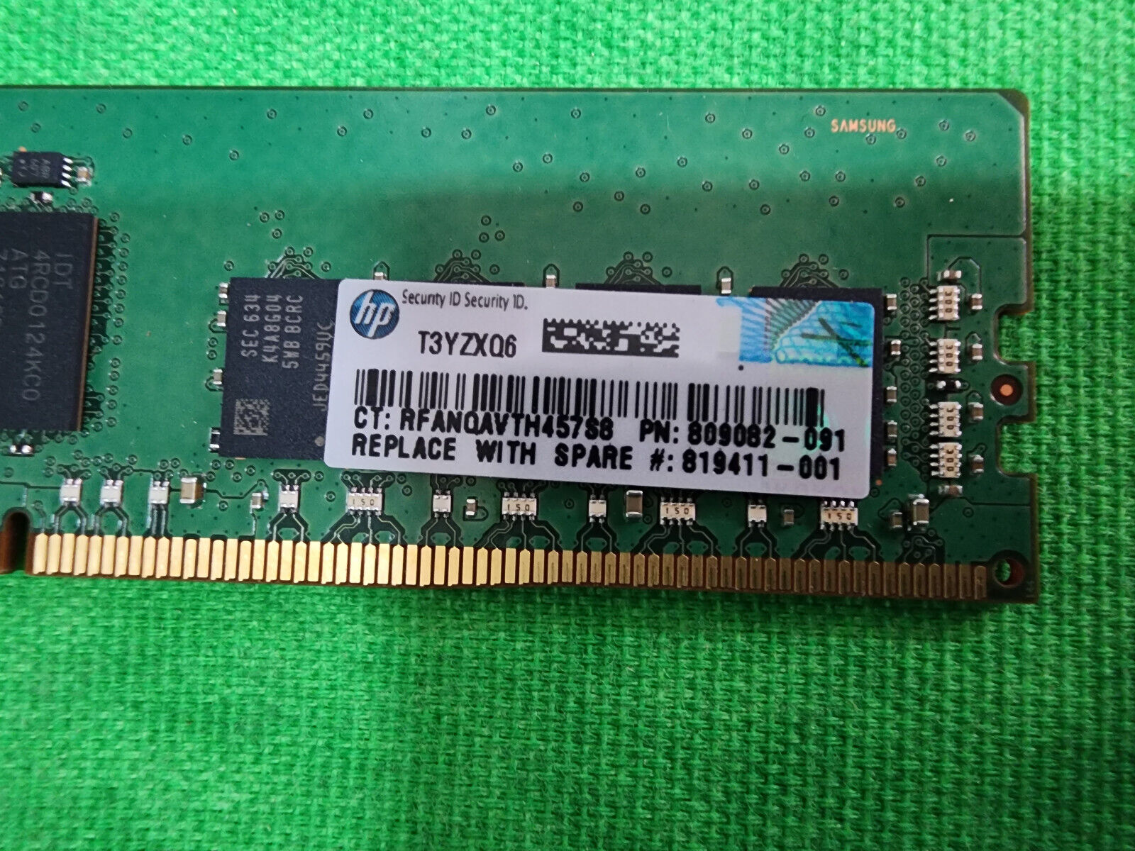 HP 16GB (1Rx4) PC4-2400T -R Server Memory RAM // 809082-091, 819411-001, M393A2K40BB1-CRC0Q (Used) // สินค้ารับประกัน โดย บริษัท อะไหล่เซิร์ฟเวอร์ จำกัด