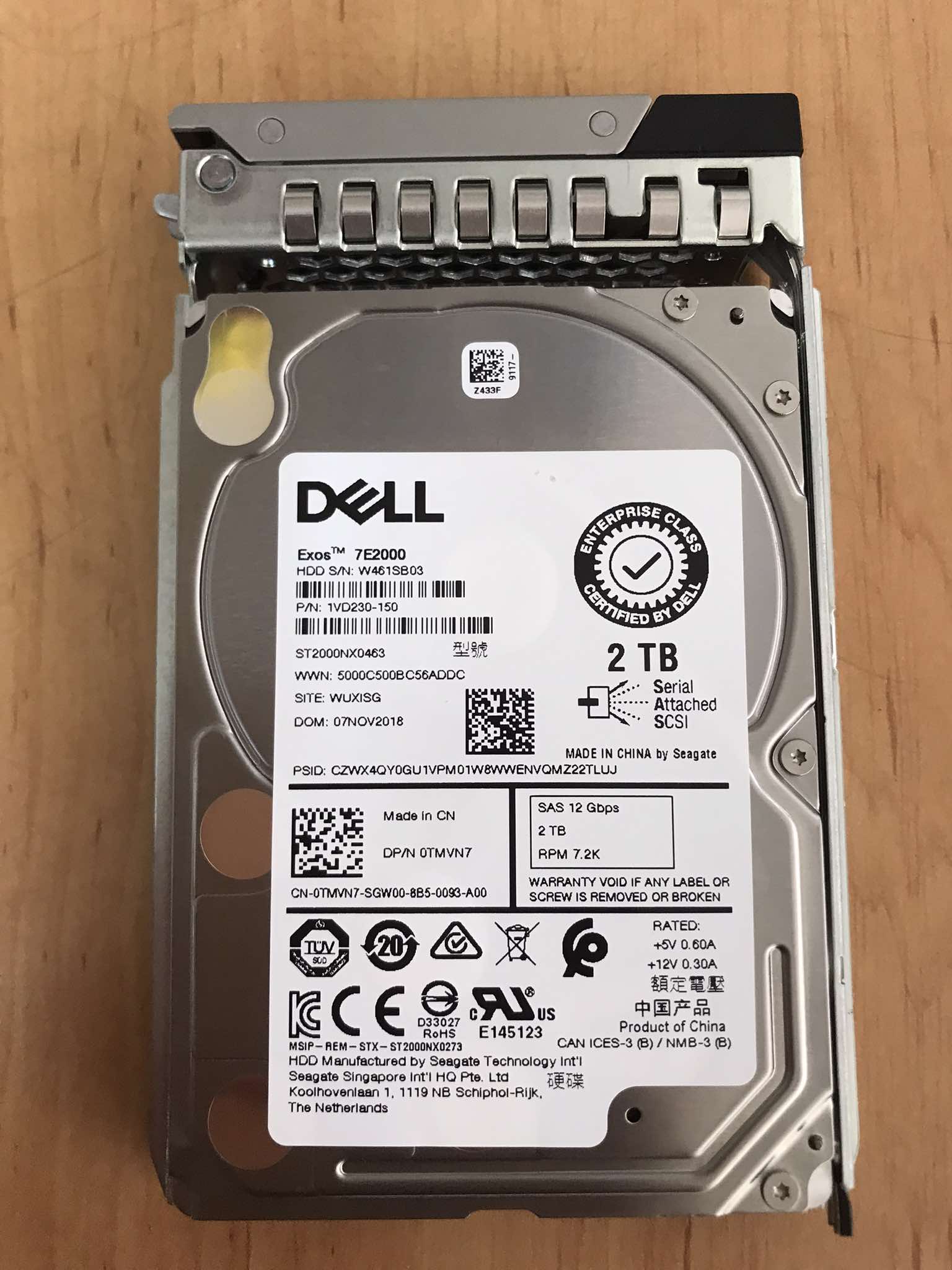 Dell 2TB 7.2K RPM 12Gb/s 2.5" SAS ENT Server HDD Hard Drive // 0TMVN7, ST2000NX0463, 1VD230-150 (Used) // สินค้ารับประกัน โดย บริษัท อะไหล่เซิร์ฟเวอร์ จำกัด