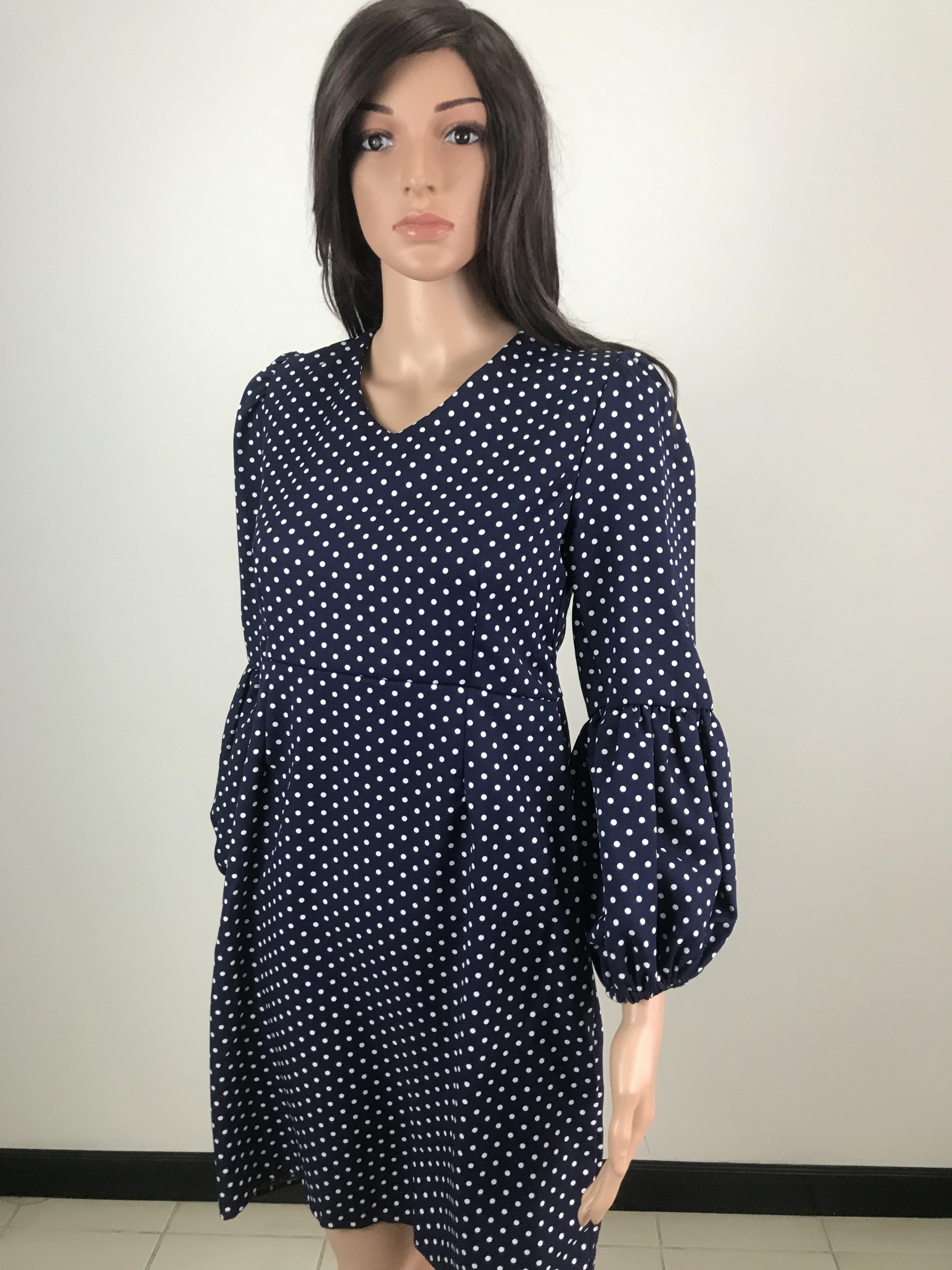 เดรสสั้น คอวี แขนบอลลูน เดรสทรงตรง แฟชั่น เดรสเข้ารูป สาวเกาหลี ลำลอง ออกงาน