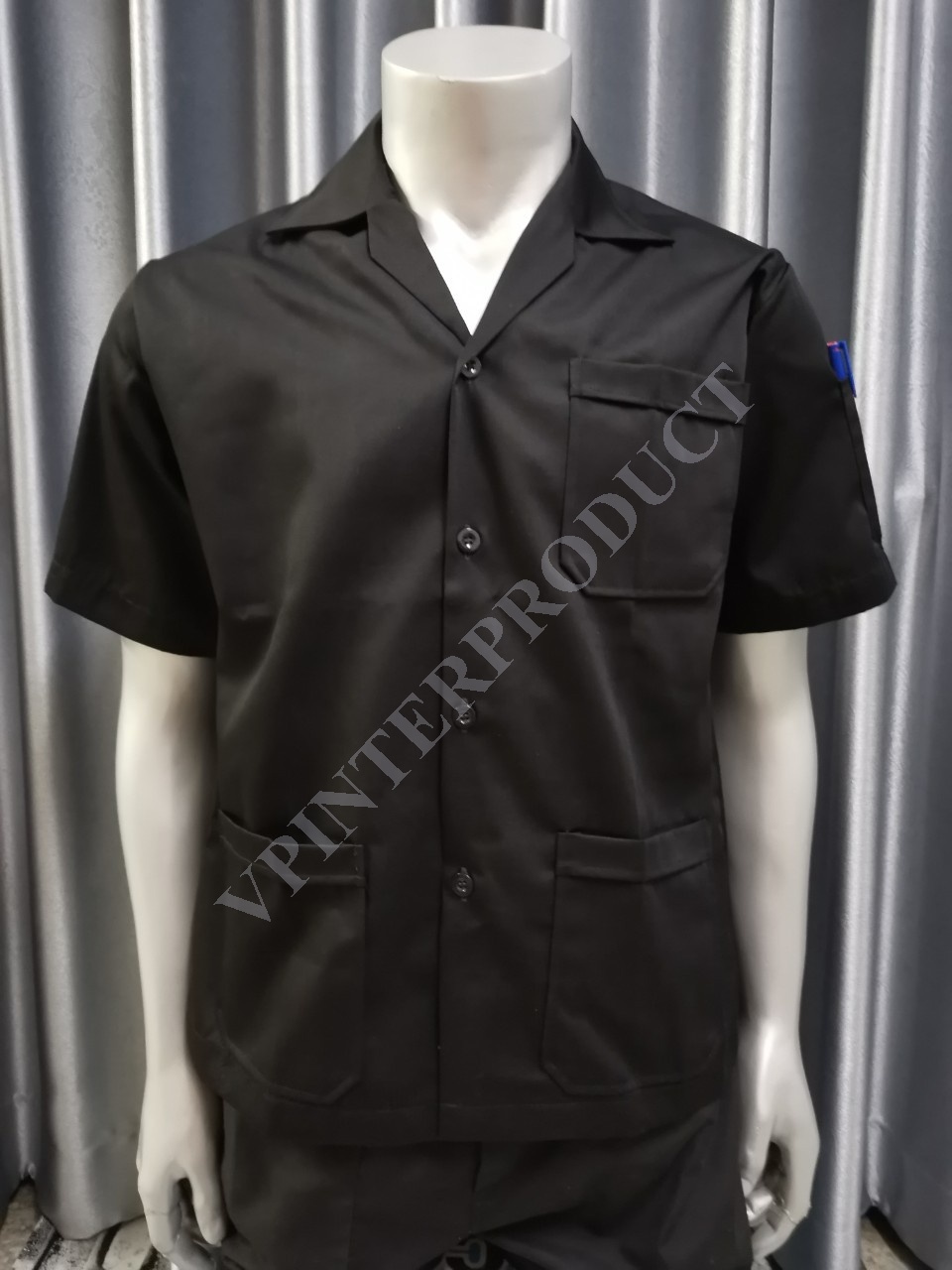 เสื้อช็อปสีพื้น แขนสั้น เสื้อช่าง ขนาด S-2XL ผ้าคอมทวิว รับปักโลโก้