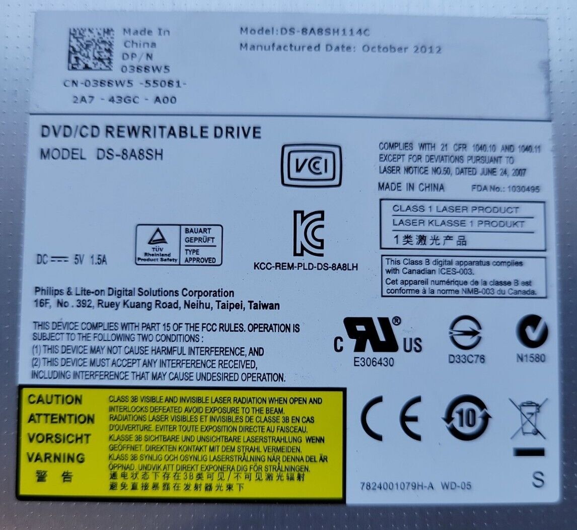 Dell DS-8A8SH DVD/CD Rewritable Drive / 0388W5 (Used) // สินค้ารับประกัน โดย บริษัท อะไหล่เซิร์ฟเวอร์ จำกัด