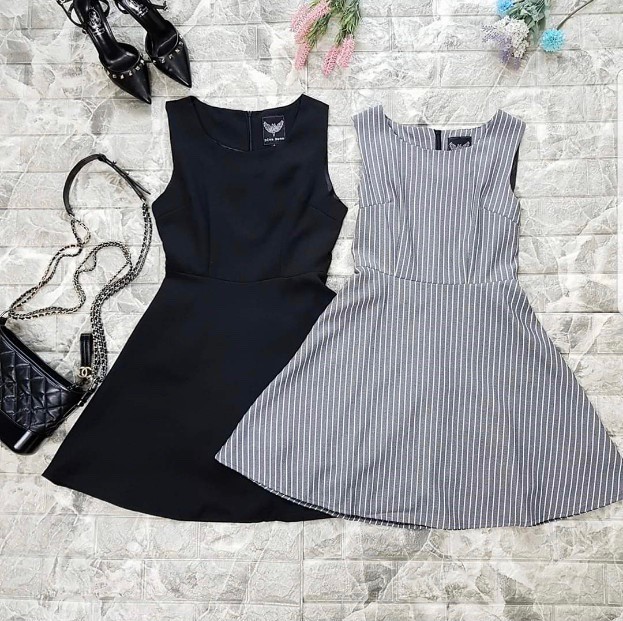 เดรสแขนกุดทรงเข้ารูปO Dress(S-XL) #2002