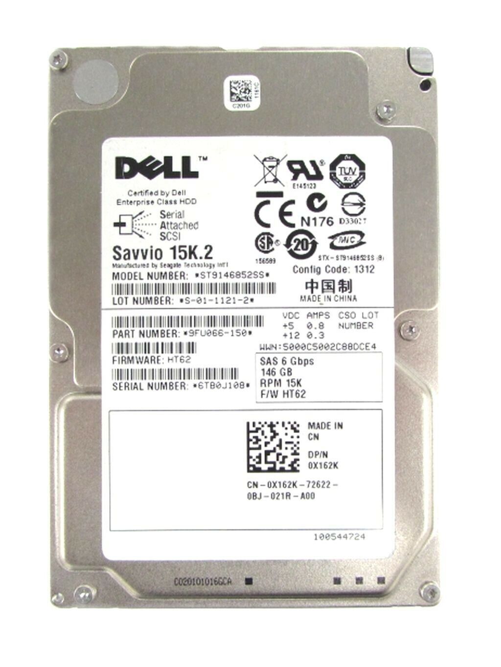 Dell 146GB 15K 6G SAS 2.5" HDD Hard Drive // 0X162K / ST9146852SS / 9FU066-150 (Used) // สินค้ารับประกัน โดย บริษัท อะไหล่เซิร์ฟเวอร์ จำกัด