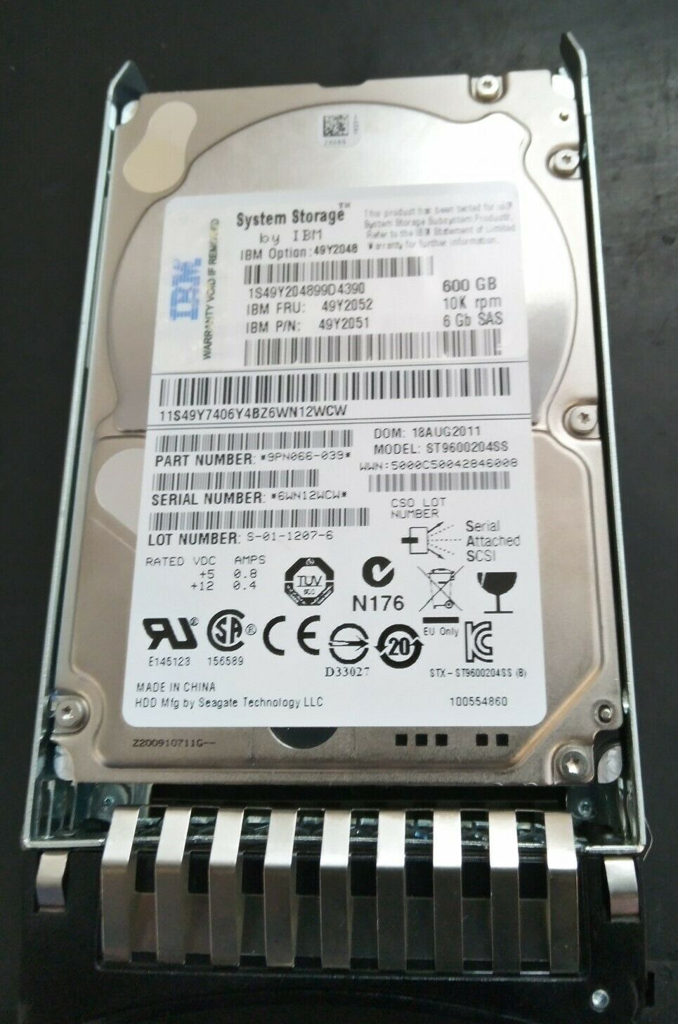 IBM 49Y2052 49Y2048 49Y2051 MBF2600RC 600GB 6G 10K SAS 2.5in ENT HDD W/Tray สินค้ารับประกัน โดย บริษัท อะไหล่เซิร์ฟเวอร์ จำกัด