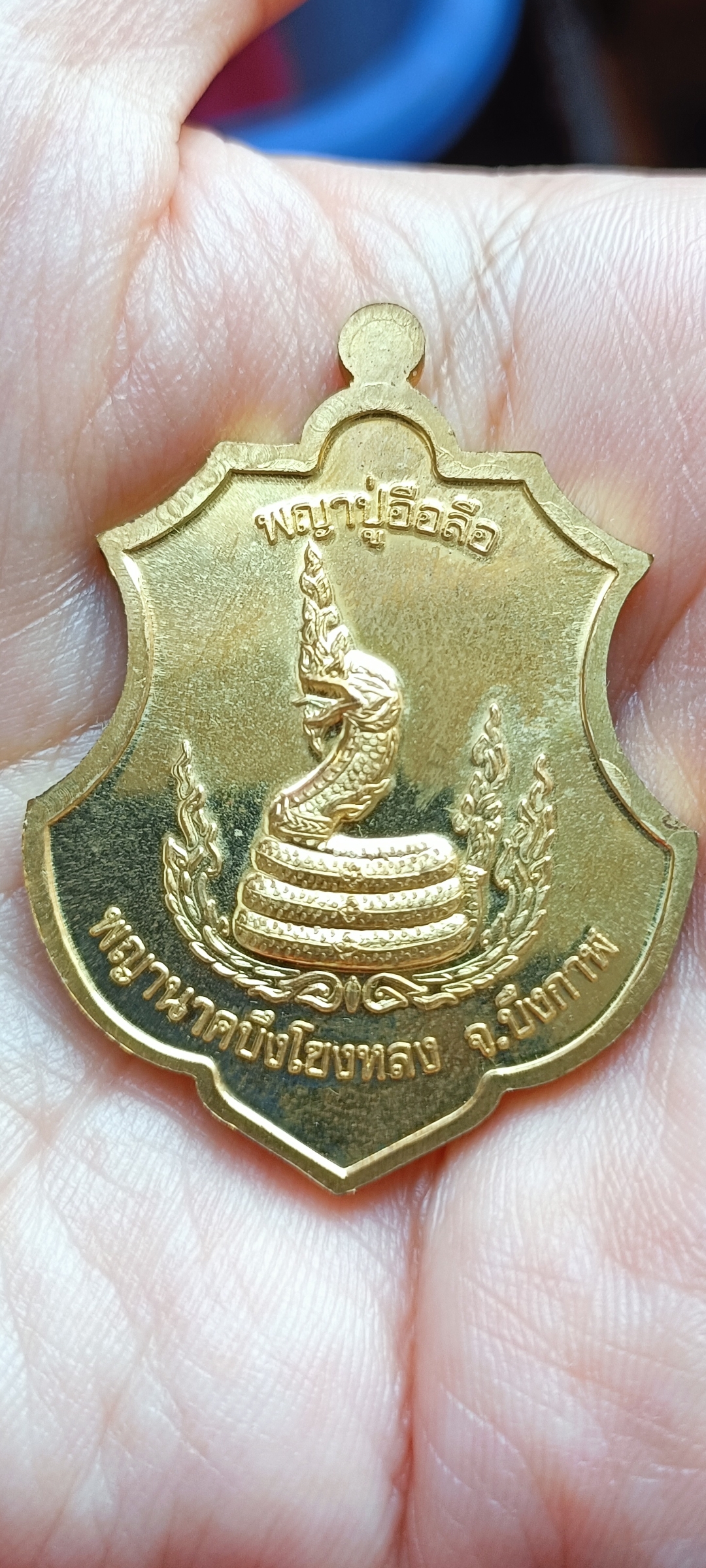 เหรียญพญาปู่อือลือ #รุ่นแรก พญานาคบึงโขงหลง จ.บึงกาฬ ปี 2556 เนื้อทองทิพย์(ทองสวิส)จำนวนจัดสร้าง 200 เหรียญ