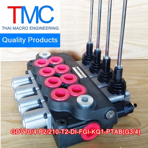 ไฮโดรลิกคอนโทรนวาวล์4แกน6หุนมีcarry over(70-80L)(4,500Psi/310Bar)Quality Products GDV70/4-P2/210-T2-DI-FGI-KQ1-PTAB(G3/4)