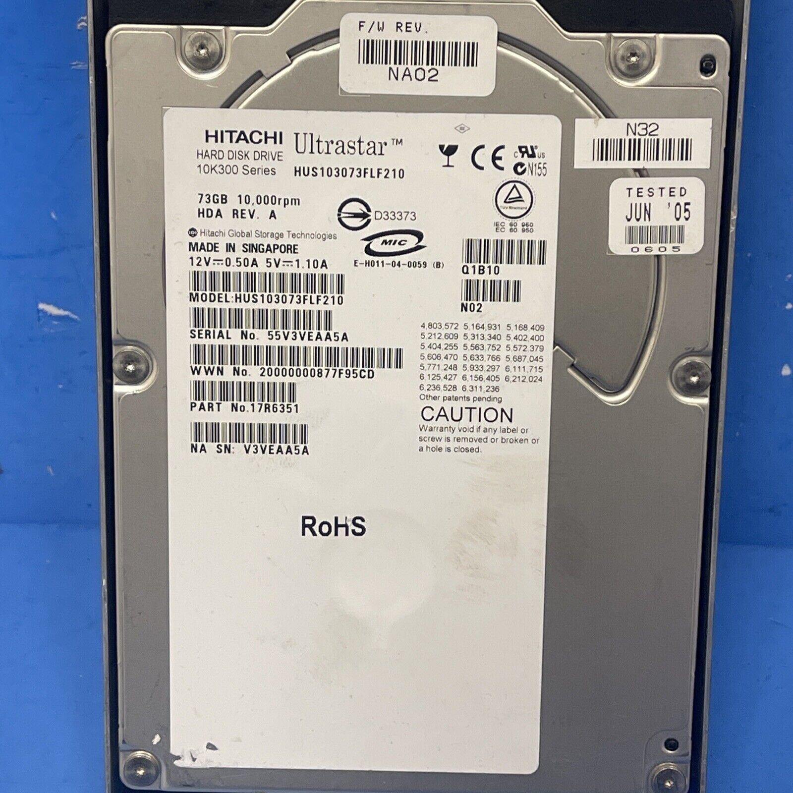Hitachi Hard Drive 10K300 73GB DS14MK2 DS14 MK2 Fibre Fc-Al HDD // HUS103073FLF210 (Used) // สินค้ารับประกัน โดย บริษัท อะไหล่เซิร์ฟเวอร์ จำกัด