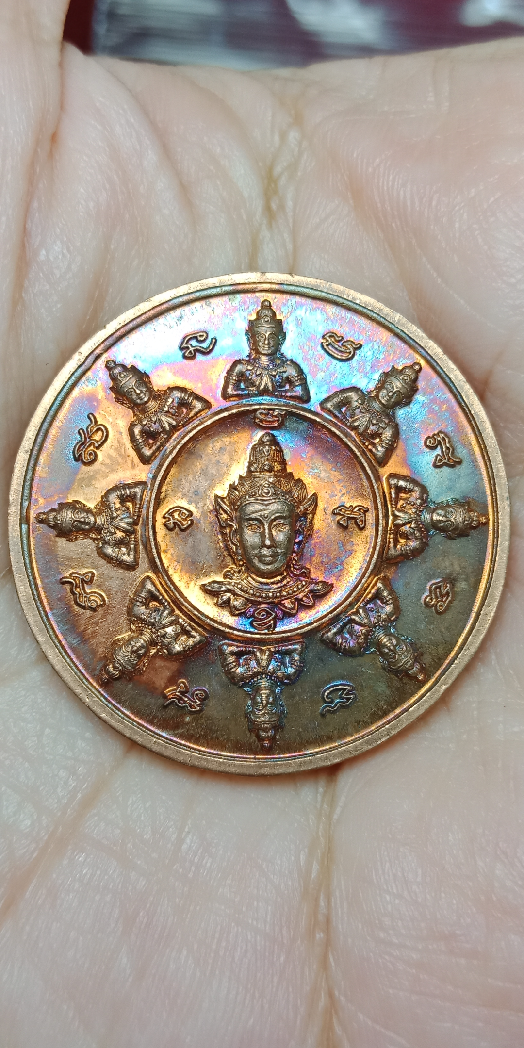 เหรียญพระพิฆเนศ 9 เทวามหาจักรพรรดิ์ ปี2547 ตอกโค๊ต วัดถลุงทอง นครศรีธรรมราช เหรียญ ขนาด 3.5 ซม.เนื้อทองแดง