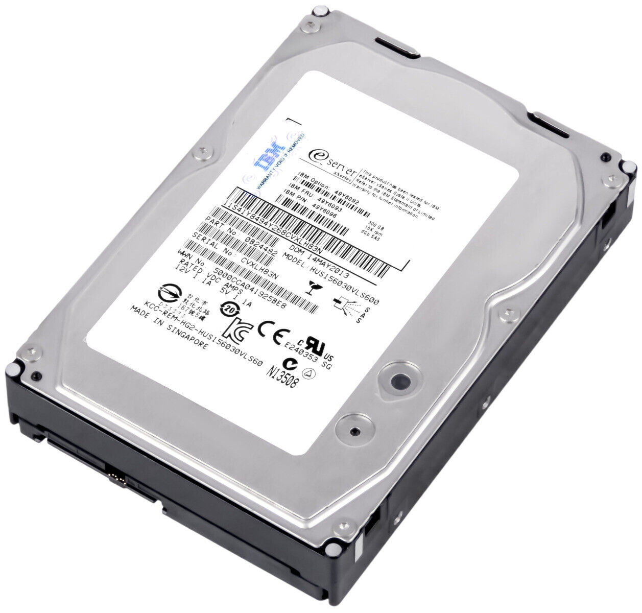 IBM 300GB 15K 64MB SAS 6G 3.5'' HDD // 49Y6093 / 49Y6096 / 49Y6092 (Used) // สินค้ารับประกัน โดย บริษัท อะไหล่เซิร์ฟเวอร์ จำกัด