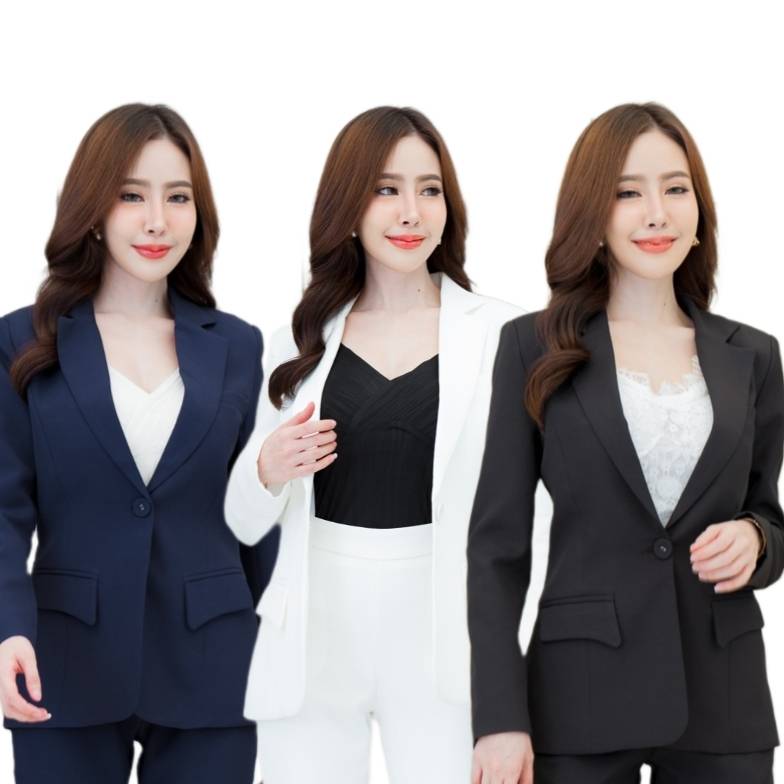 No.2349 เสื้อสูทผู้หญิง สีดำ/สีขาว/สีกรม
