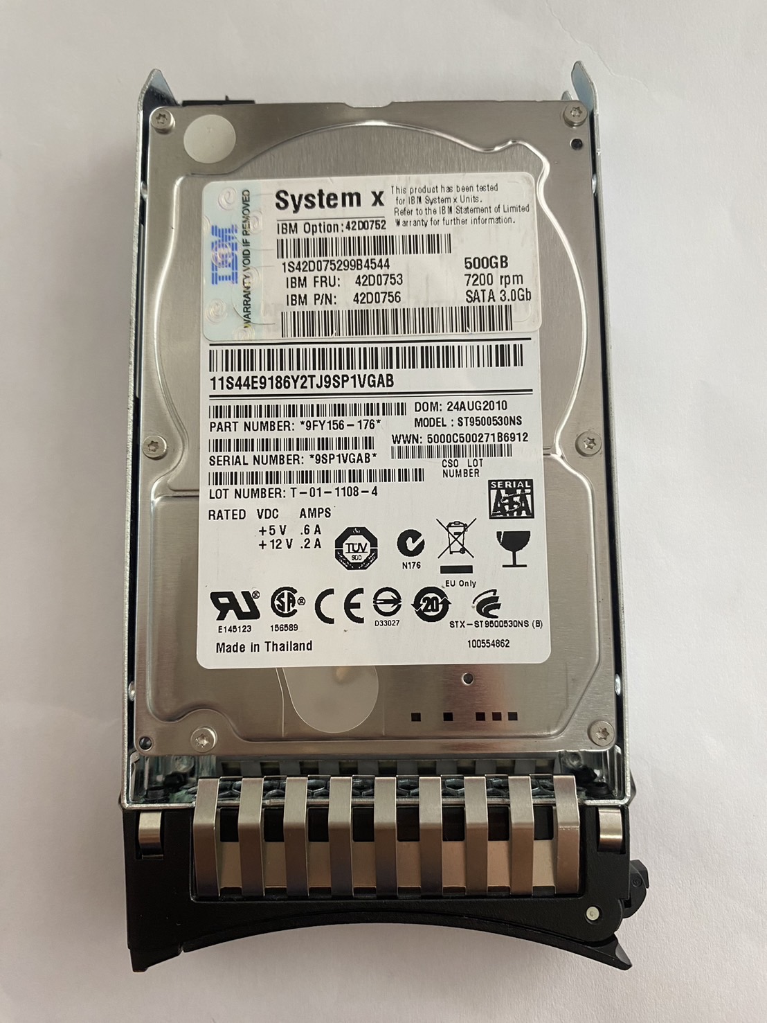 IBM 500GB 7.2K 3G SATA 2.5'' SFF HDD // 42D0753 / 42D0752 / 42D0756 / ST9500530NS (Used) // สินค้ารับประกัน โดย บริษัท อะไหล่เซิร์ฟเวอร์ จำกัด