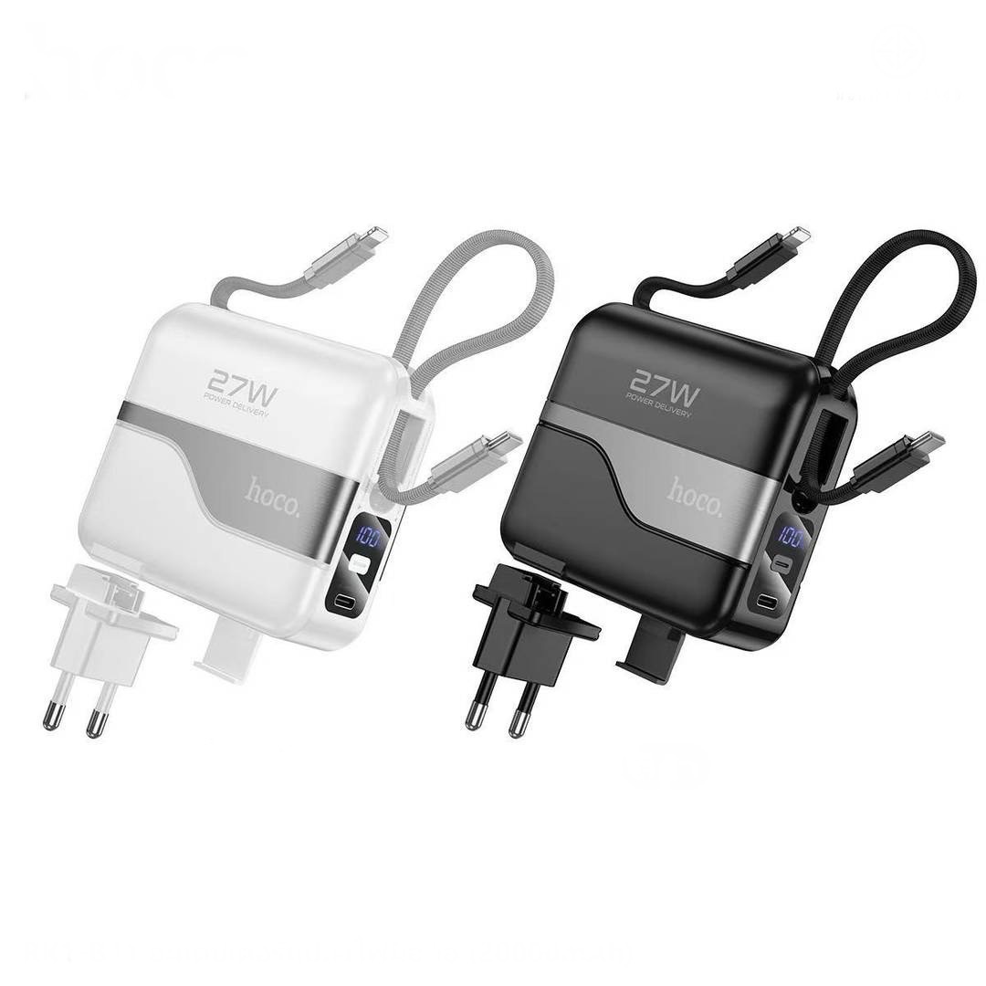 RK1-B11 27W 2-IN-1 AC DC INPUT US ADAPTER POWERBANK WITH CABLES 20000mAh