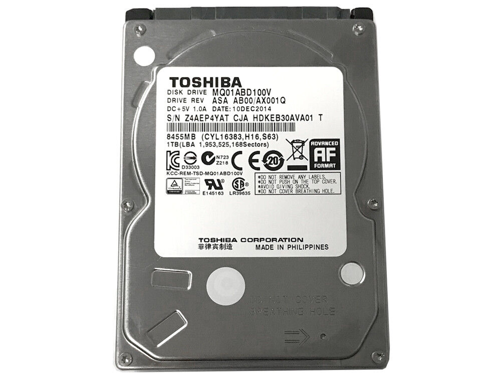 TOSHIBA 1TB 5400RPM SATA 3.0Gb/s 2.5" Internal Notebook Hard Drive // MQ01ABD100 (Used) // สินค้ารับประกัน โดย บริษัท อะไหล่เซิร์ฟเวอร์ จำกัด
