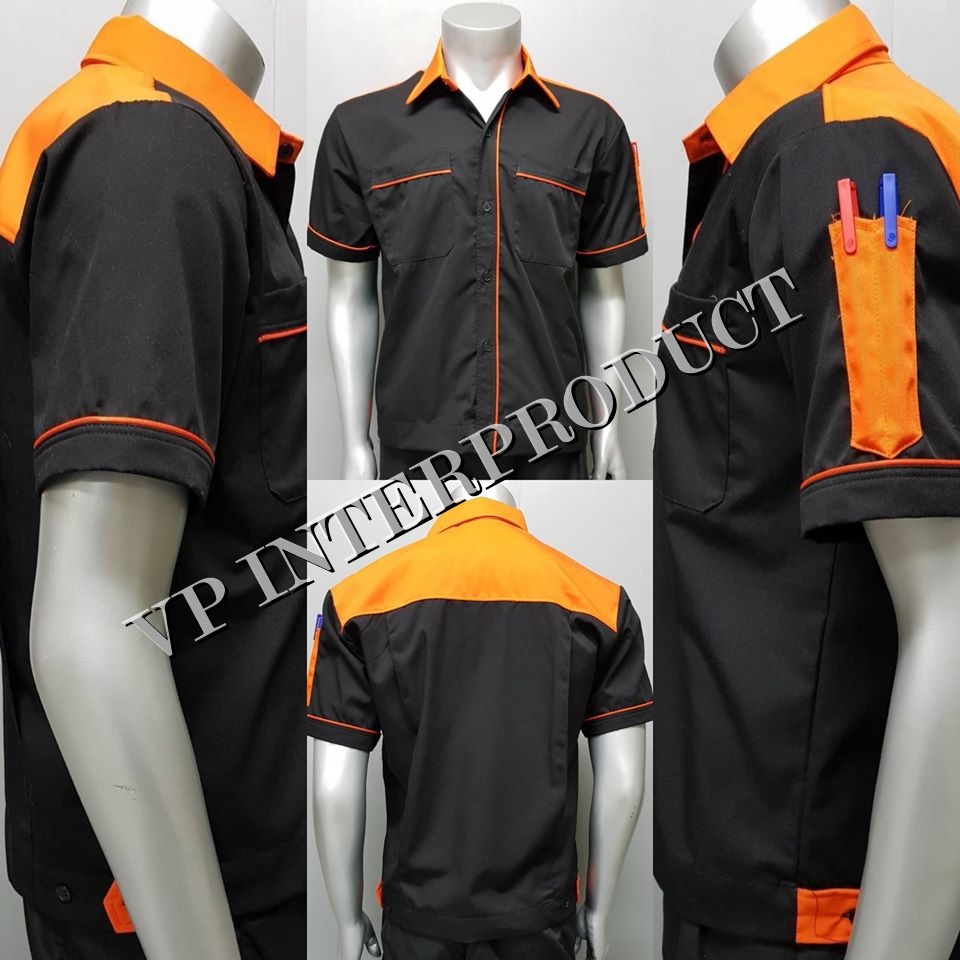 เสื้อช่าง 2 สี เเขนสั้น ผ้าคอมทวิว ไซร์ M-XXL มีสต็อก สินค้าจากโรงงานมาเอง