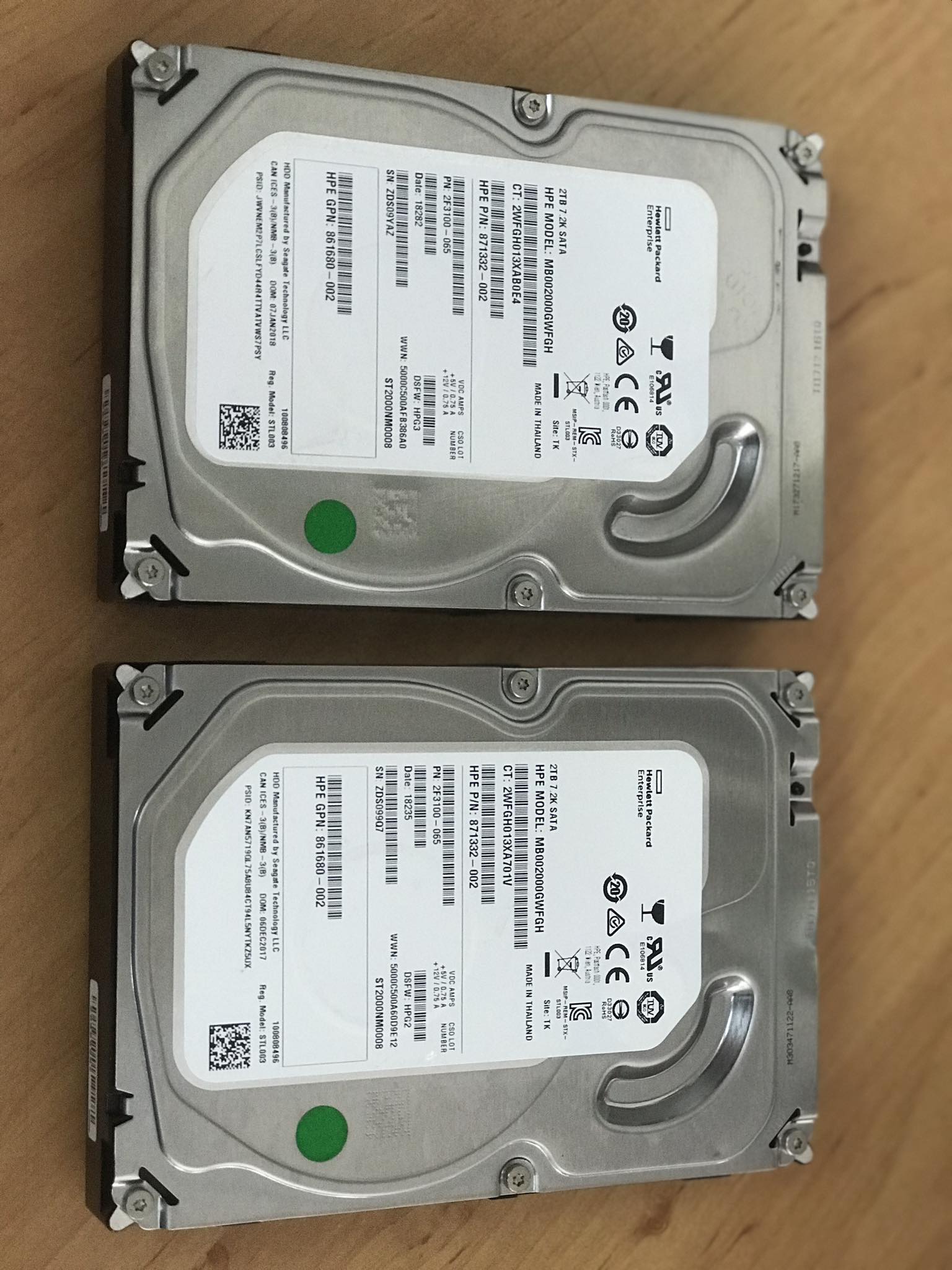 HP 2TB SATA 6G 3.5" DS Gen10 HDD , Hdd 871332-002, 2F3100-065, GPN 861680-002, MB002000GWFGH, ST2000NM0008 (Used) // สินค้ารับประกัน โดย บริษัท อะไหล่เซิร์ฟเวอร์ จำกัด