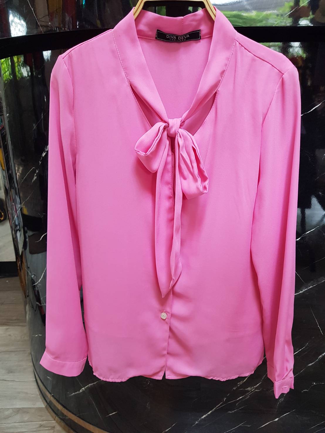9003 KIm Shirt กระดุม ชมพู/ขาว/ม่วง (FreeSize)