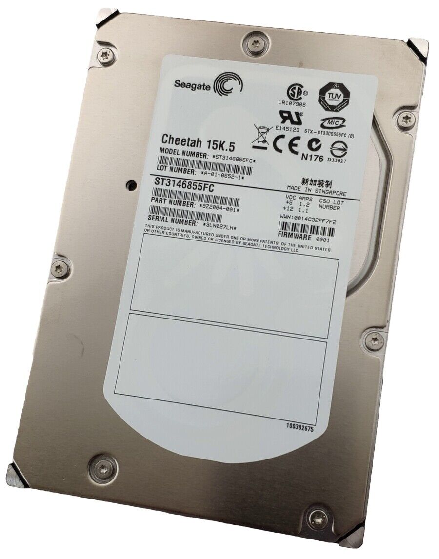 Seagate146GB 15K Fibre Channel 3.5" Hard Drive No Tray // ST3146855FC (Used) // สินค้ารับประกัน โดย บริษัท อะไหล่เซิร์ฟเวอร์ จำกัด