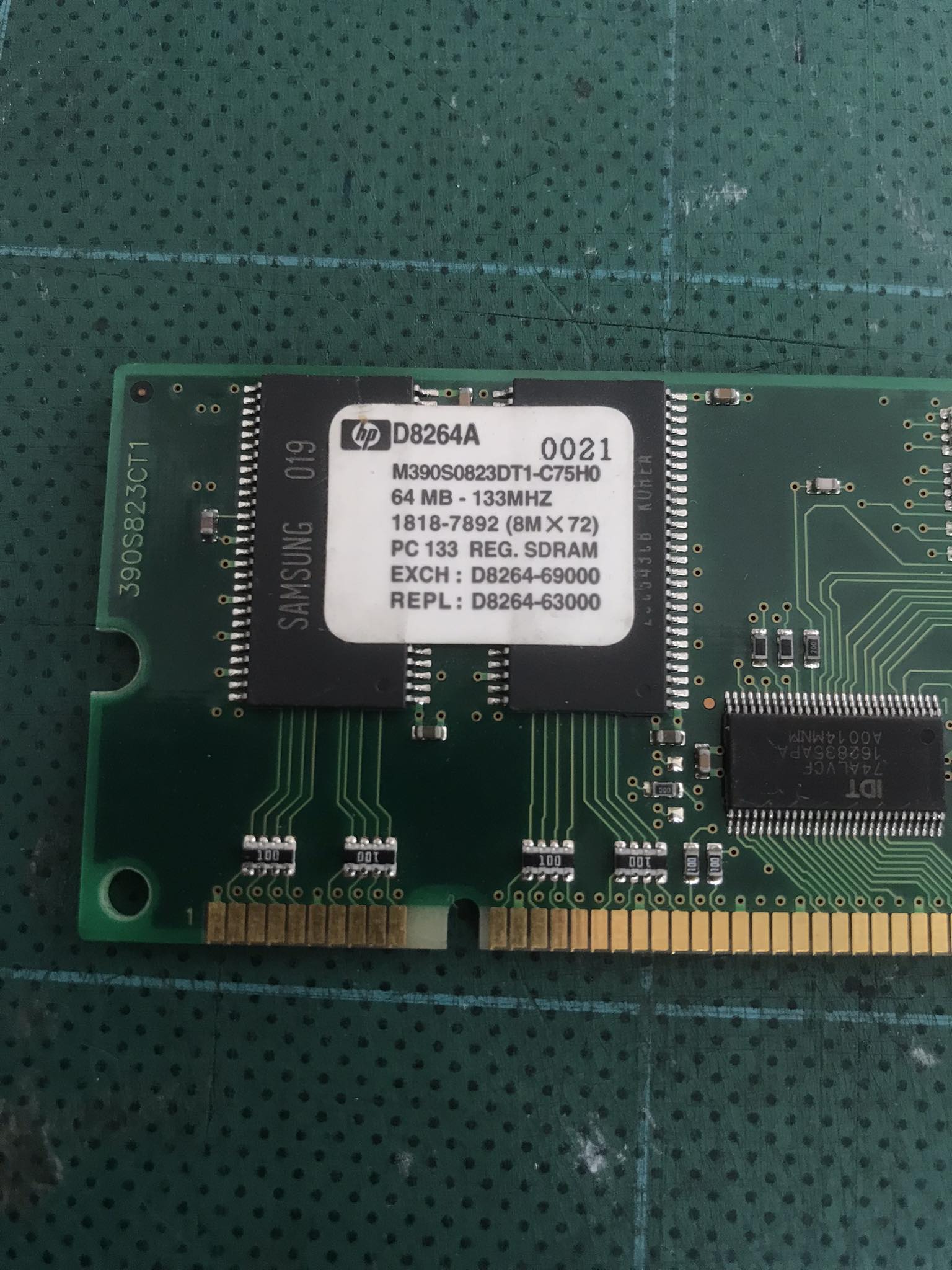 HP 64MB PC133 133MHz ECC Unbuffered CL3 168-Pin DIMM Memory Module D8264A / M390S0823DT1-C75H0 (Used) // สินค้ารับประกัน โดย บริษัท อะไหล่เซิร์ฟเวอร์ จำกัด