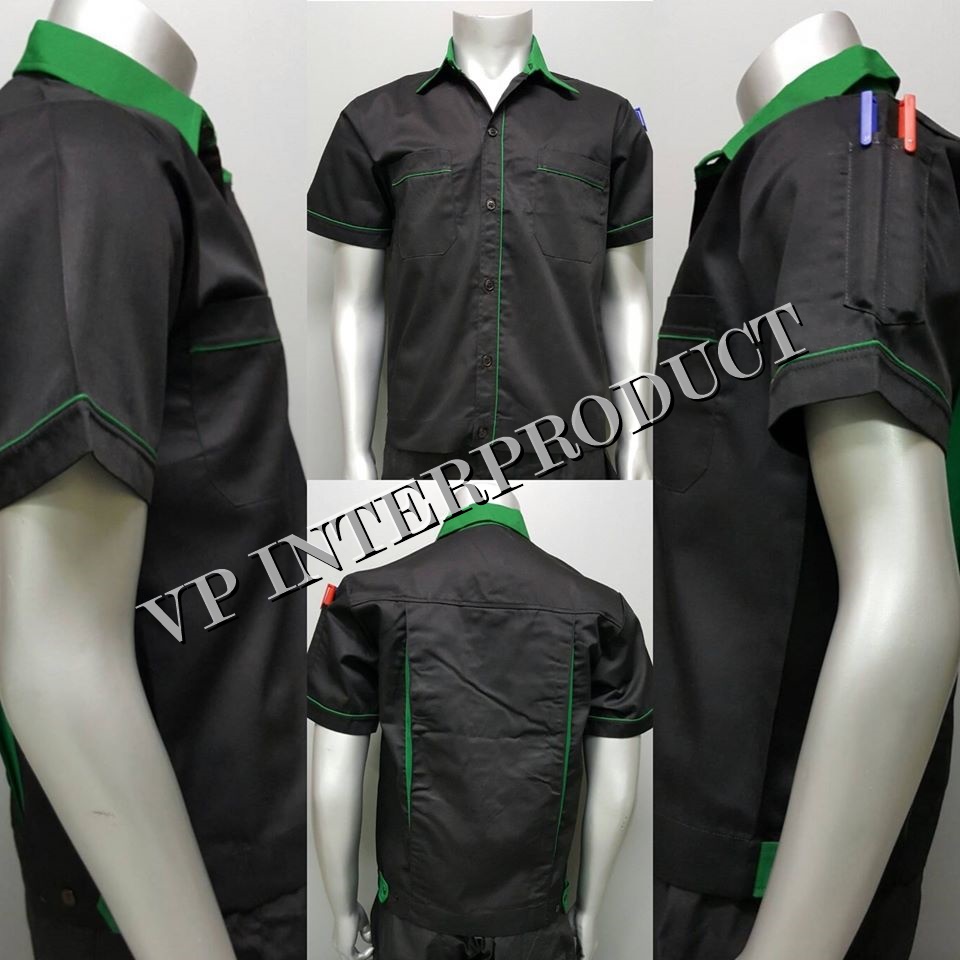 เสื้อช่าง 2 สี เเขนสั้น ผ้าคอมทวิว ไซร์ M-XXL มีสต็อก สินค้าจากโรงงานมาเอง