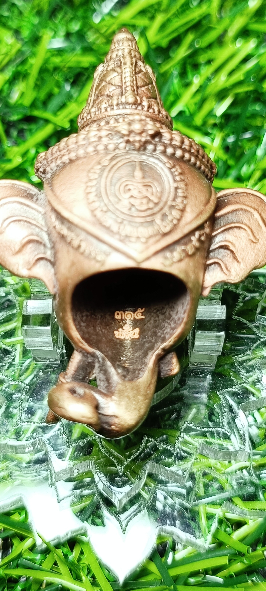 เศียรพระพิฆเณศประทานพร หลวงพ่อพัฒน์ วัดห้วยด้วน ปี 2565 เนื้อทองแดงซาติน หมายเลข๓๑๕