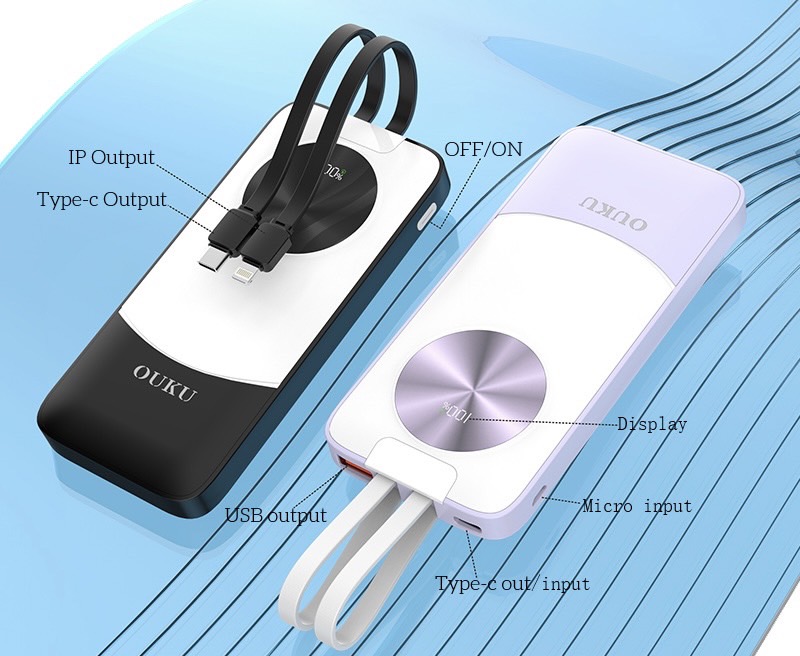 EK1-P31 SELF CONTAINED DUAL-LINE CONTRAST FAST CHARGING POWERBANK 10000mAh PD20W+QC22.5W
