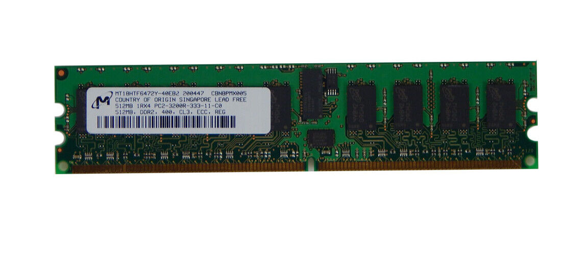 RAM Micron 512MB 1Rx4 PC2-3200R CL3 ECC REG DIMM สินค้ารับประกัน โดย บริษัท อะไหล่เซิร์ฟเวอร์ จำกัด