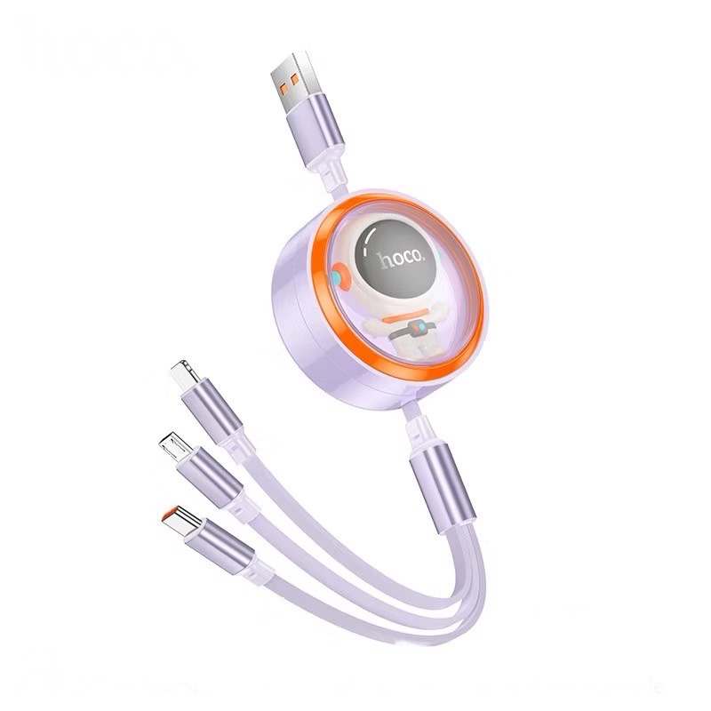 DU50 ASTRONAUT 3-IN-1 DOUBLE-PULL RETRACTABLE CHARGING CABLE