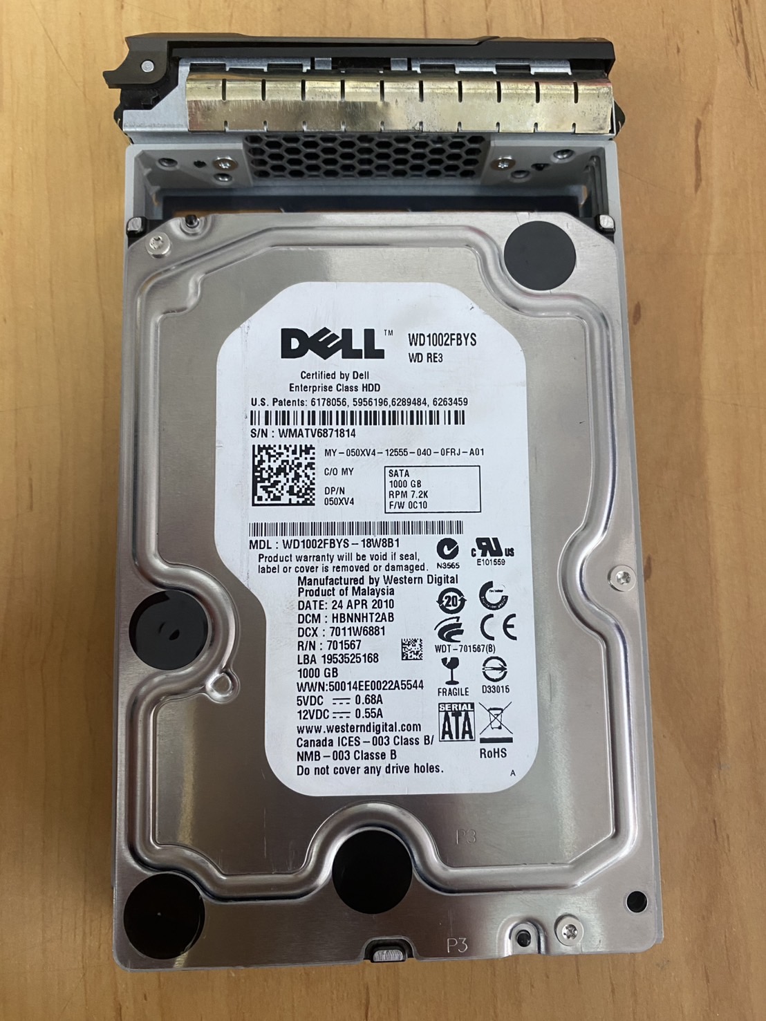Dell 1TB 7.2K 3G SATA 3.5" HDD Hard Drive // 050XV4 / WD1002FBYS (Used) // สินค้ารับประกัน โดย บริษัท อะไหล่เซิร์ฟเวอร์ จำกัด