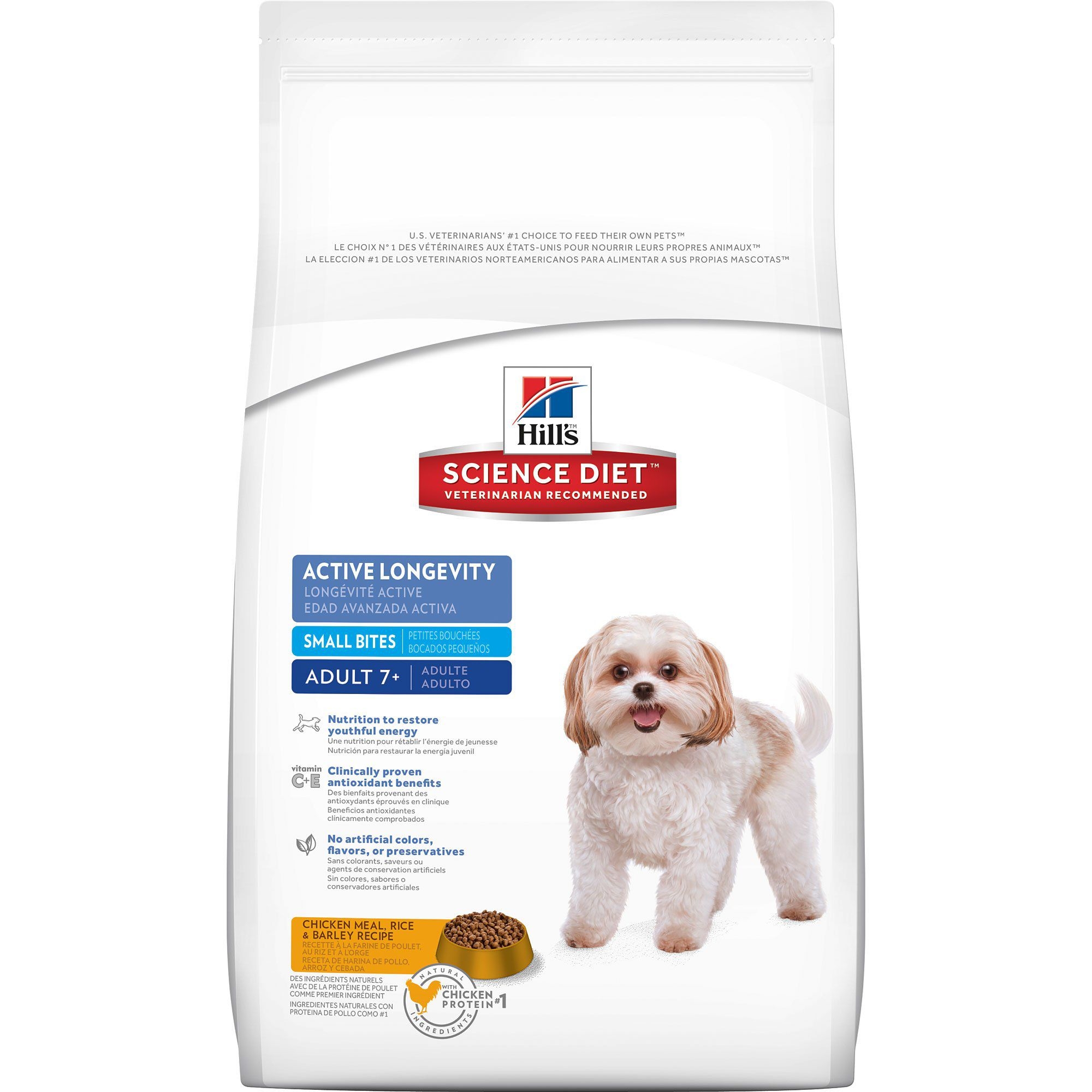 Hill's Science Diet Adult 7+ Active Longevity Small Bites 2 kg อาหารเม็ดสำหรับสุนัขโต อายุ 7 ปีขึ้นไป ชนิดเม็ดเล็ก ขนาด 2 กก.