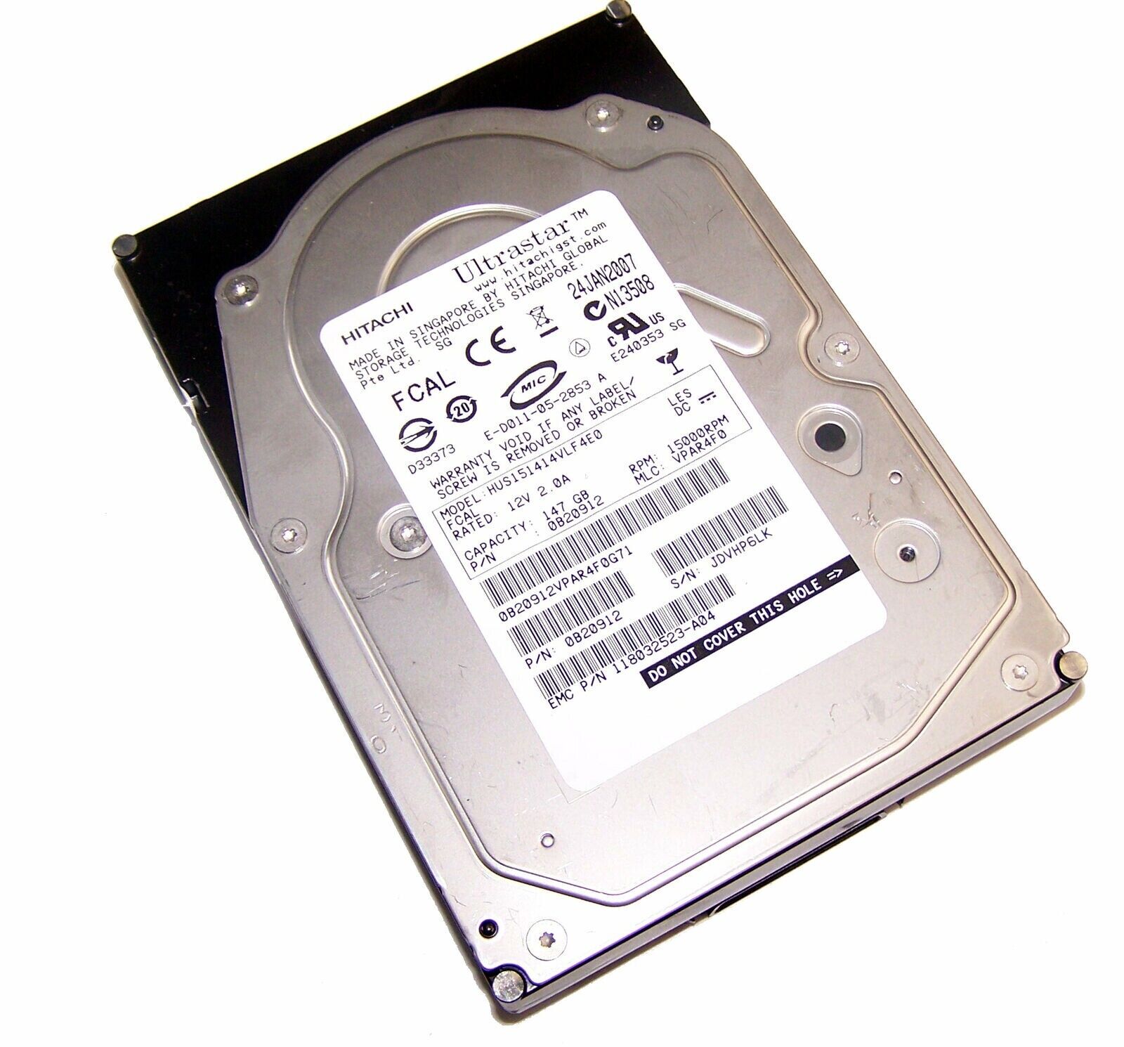 Hitachi EMC 147GB 15K Hard Drive // HUS151414VLF4E0 / 0B20912 / VPAR4F0 / 118032523-A04 (Used) // สินค้ารับประกัน โดย บริษัท อะไหล่เซิร์ฟเวอร์ จำกัด