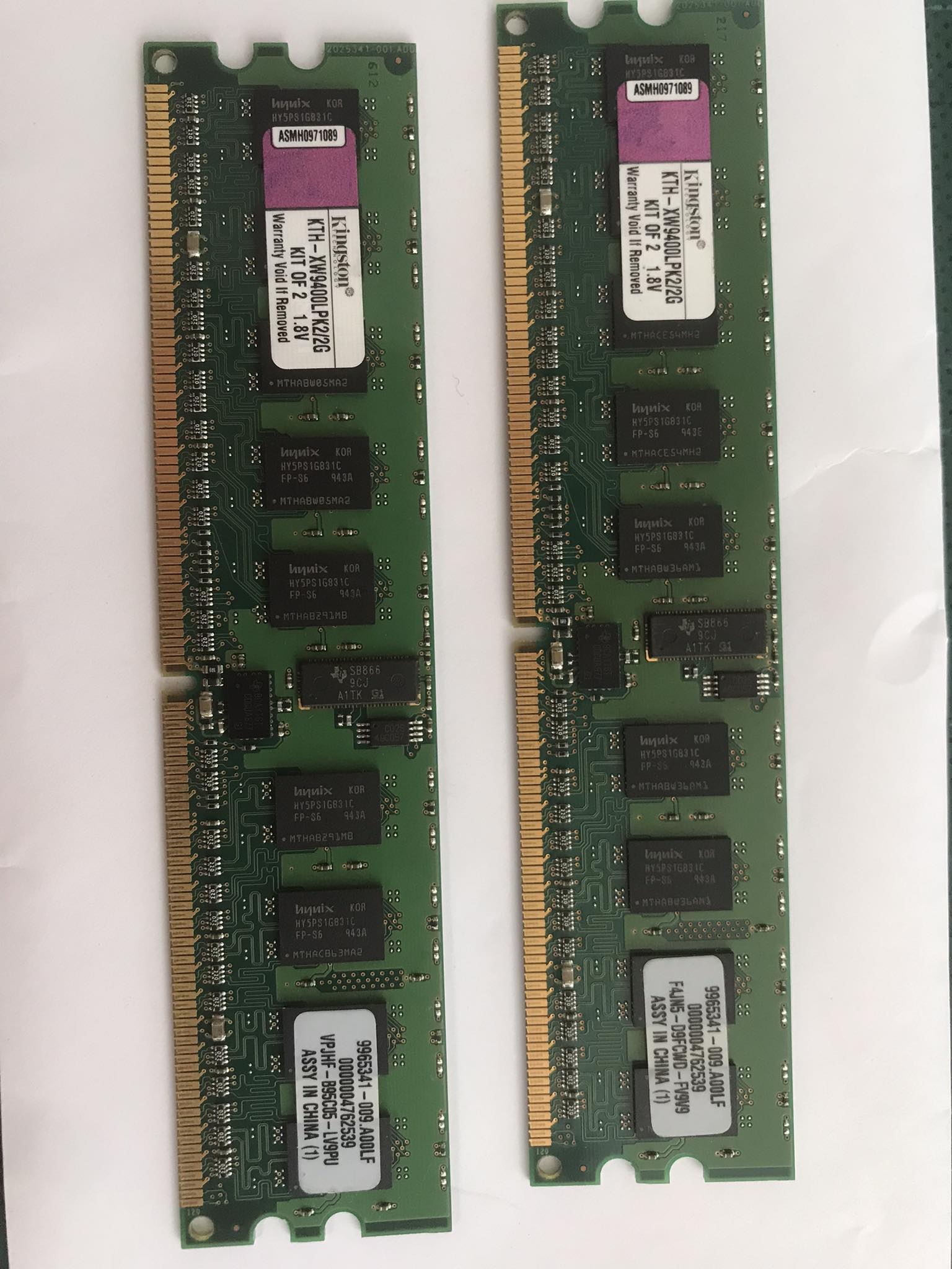 Kingston Memory 1GB PC2-5300 DDR2 / KTH-XW9400LPK2/2G / 9965341 (Used) // สินค้ารับประกัน โดย บริษัท อะไหล่เซิร์ฟเวอร์ จำกัด