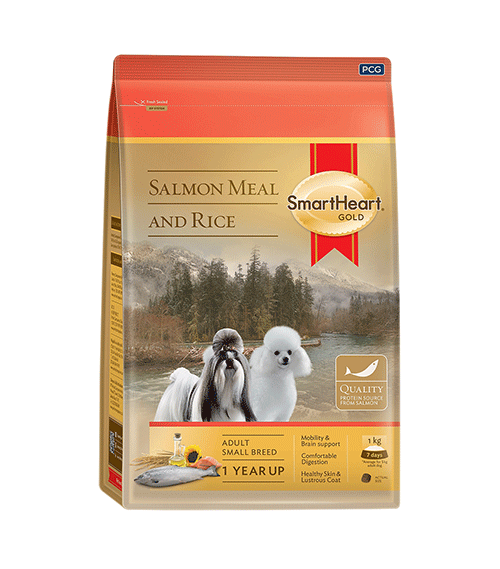 Smartheart Gold Adult Small breed Salmon meal and rice 3 kg อาหารสุนัขโตพันธุ์เล็ก สมาร์ทฮาร์ทโกลด์ แซลมอนและข้าว 3 กก.