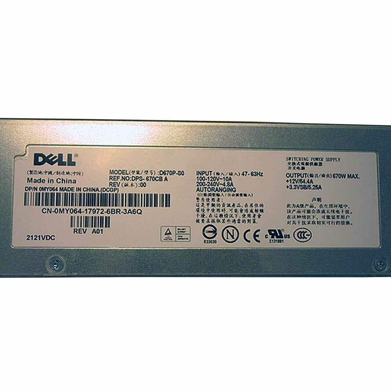 Dell PowerEdge 1950 Power Supply 670W , 0D9761, Model A670P-00 PSU (Used) // สินค้ารับประกัน โดย บริษัท อะไหล่เซิร์ฟเวอร์ จำกัด