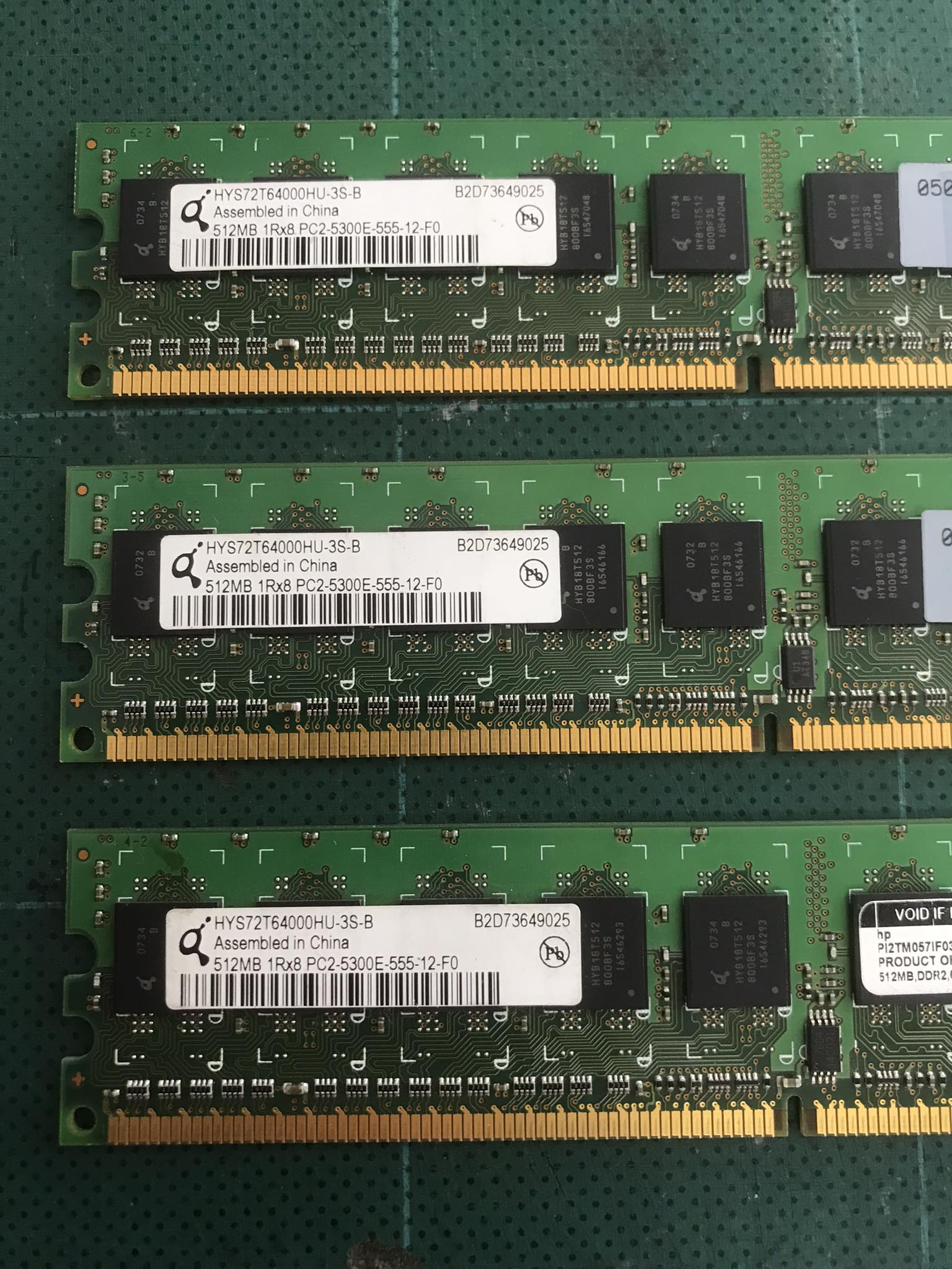 HP / Qimonda 512MB PC2-5300E-555-12-F0 Ram / 417449-501 / 384704-051 / HYS72T64000HU-3S-B (Used) // สินค้ารับประกัน โดย บริษัท อะไหล่เซิร์ฟเวอร์ จำกัด