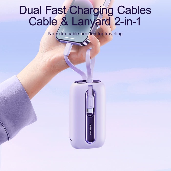 JR-L012 10000mAh MINI FAST CHARGING POWERBANK WITH LIGHTNING&TYPE-C DUAL CABLE