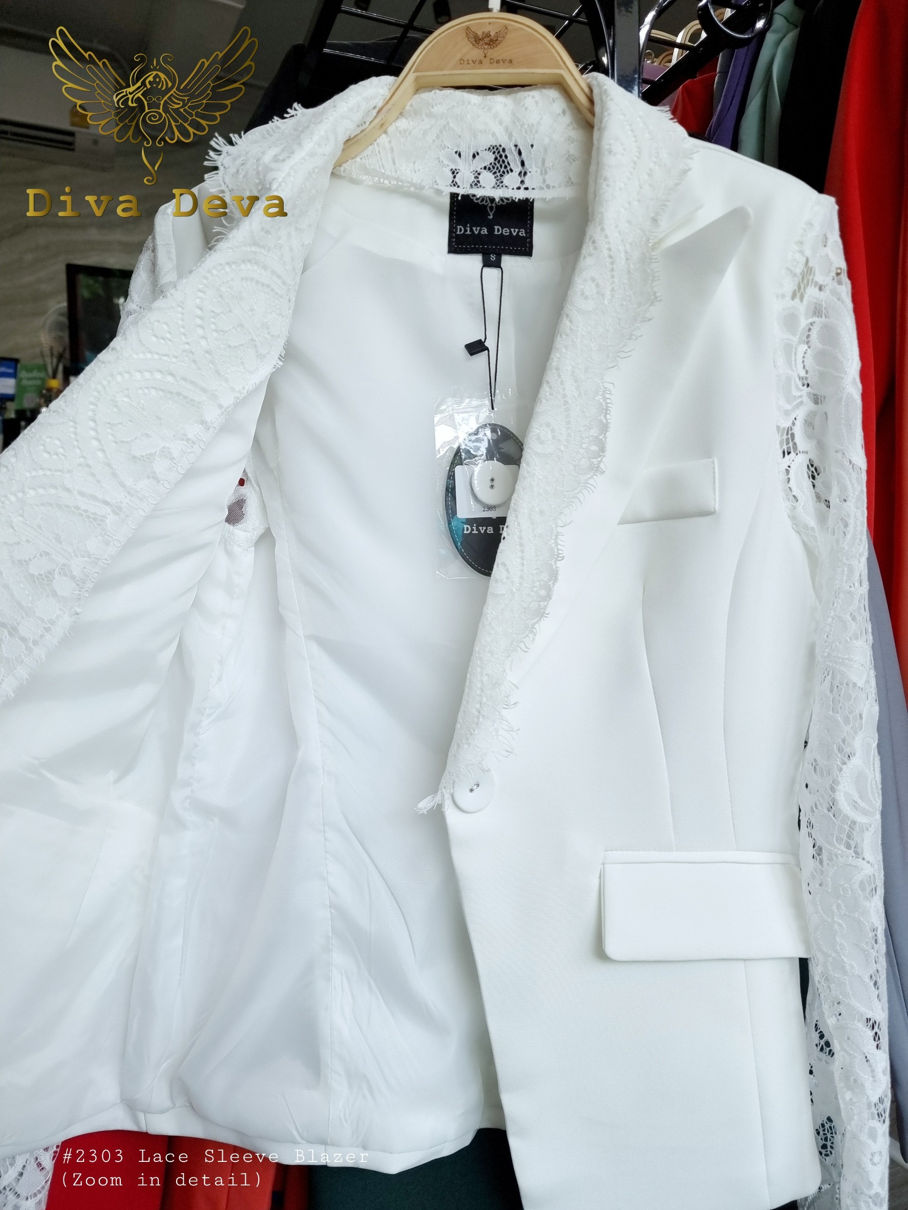 2303 เสื้อสูทแขนลูกไม้ซีทรู