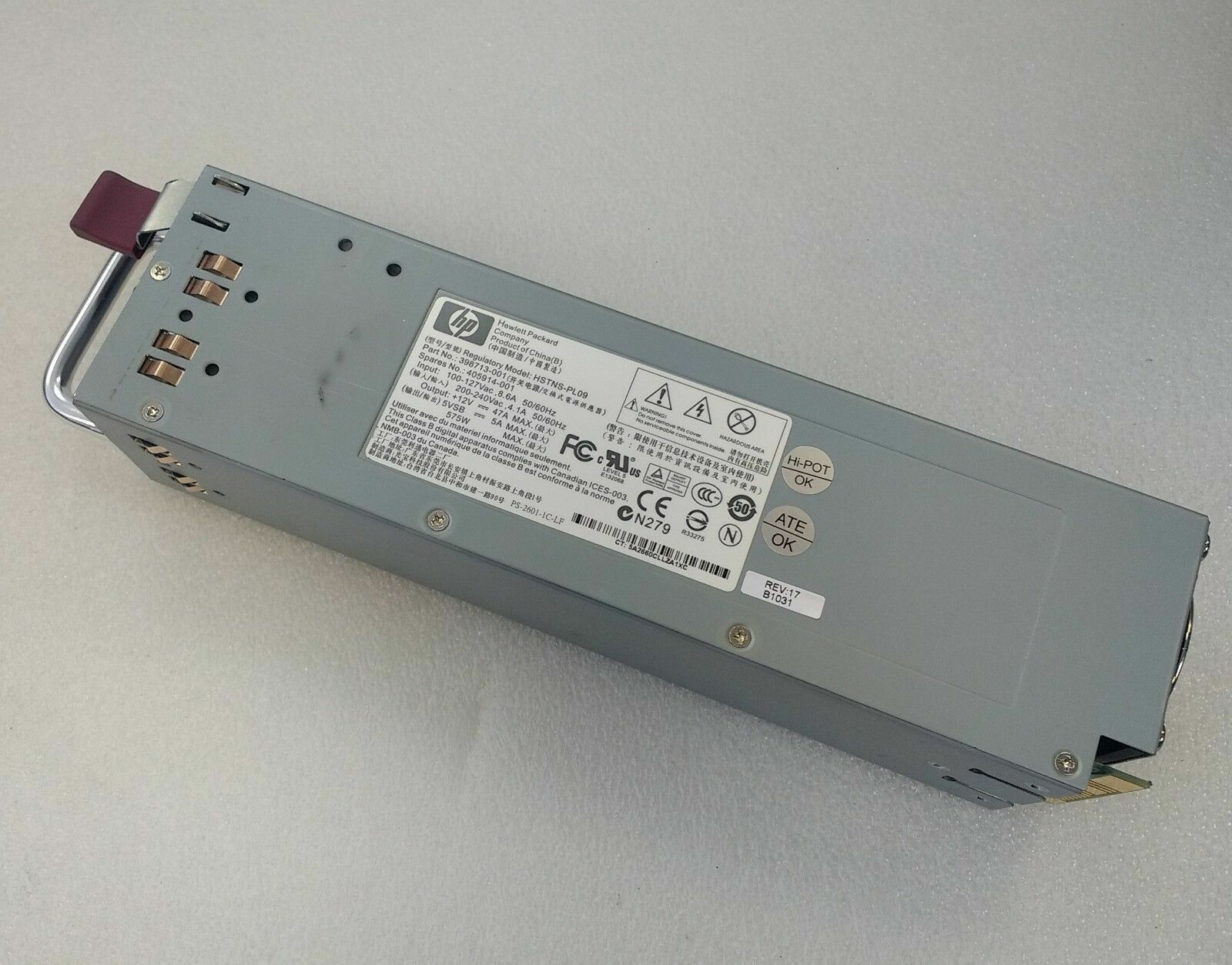 HP 575W PSU DL320 MSA60 MSA70 Hot Swap Redundant / 405914-001 / 398713-001 / HSTNS-PL09 (Used) // สินค้ารับประกัน โดย บริษัท อะไหล่เซิร์ฟเวอร์ จำกัด