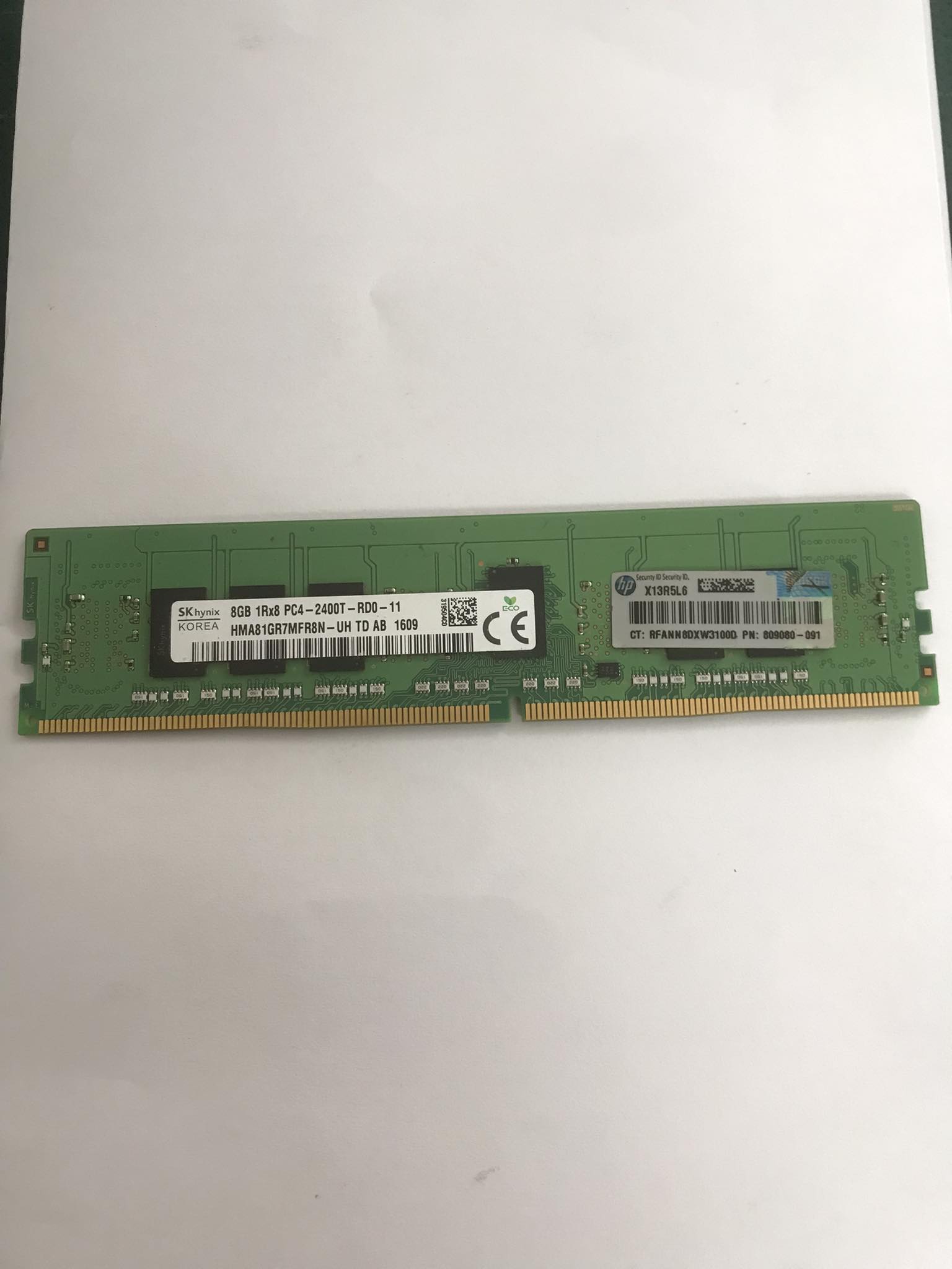 HP 8GB (1Rx8) PC4-2400T -R Server Memory RAM // 809080-091 / HMA81GR7MFR8N-UH (Used) // สินค้ารับประกัน โดย บริษัท อะไหล่เซิร์ฟเวอร์ จำกัด