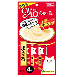 Ciao Ru Chu รสปลาทูน่า (มากุโระ) 14กรัมX4 ซอง **แถมฟรี 1 ซอง- จนกว่าจะหมดโปรโมชั่น** (ซื้อ 2 ซอง ลดเหลือ 140 บ.)