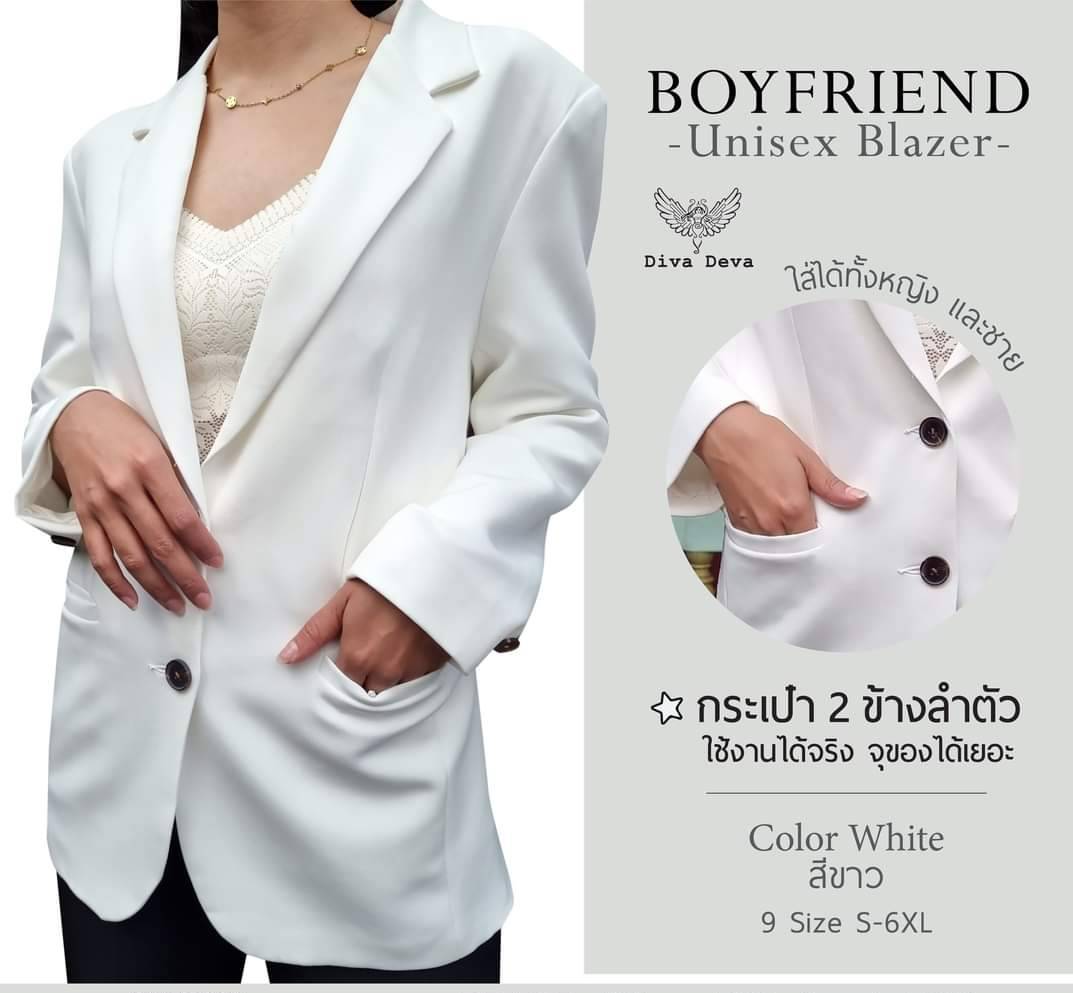 NO.2323 Boyfriend เสื้อสูททำงานผู้หญิงแฟชั่นแต่งกระดุมแขน Oversize (เฉพาะเสื้อ) S-6XL