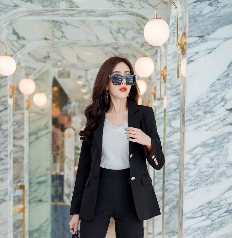 เสื้อสูทผู้หญิง2กระดุม สีเทา/ดำ No.1909